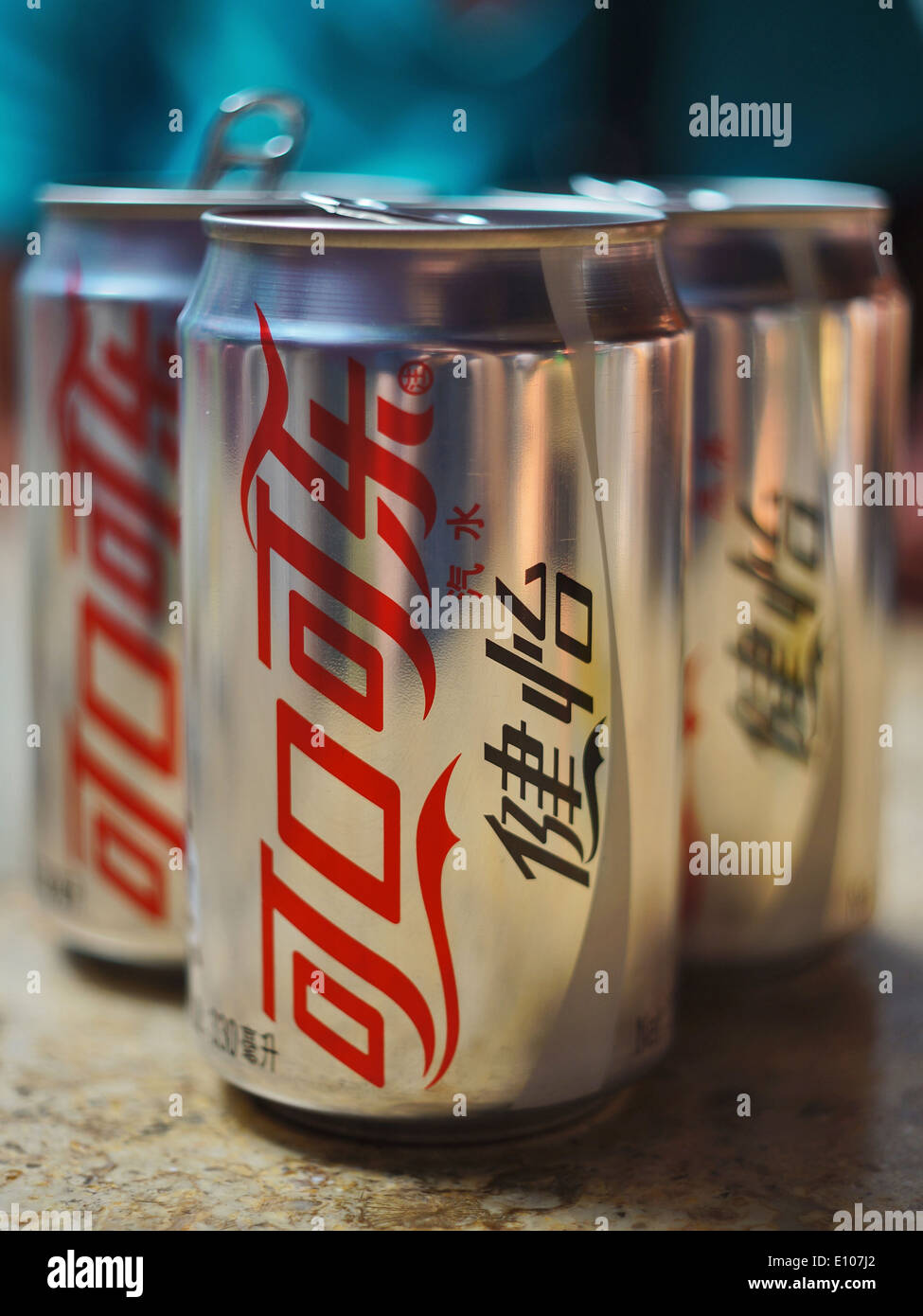 Three cans of Diet Coke, in China Stock Photo