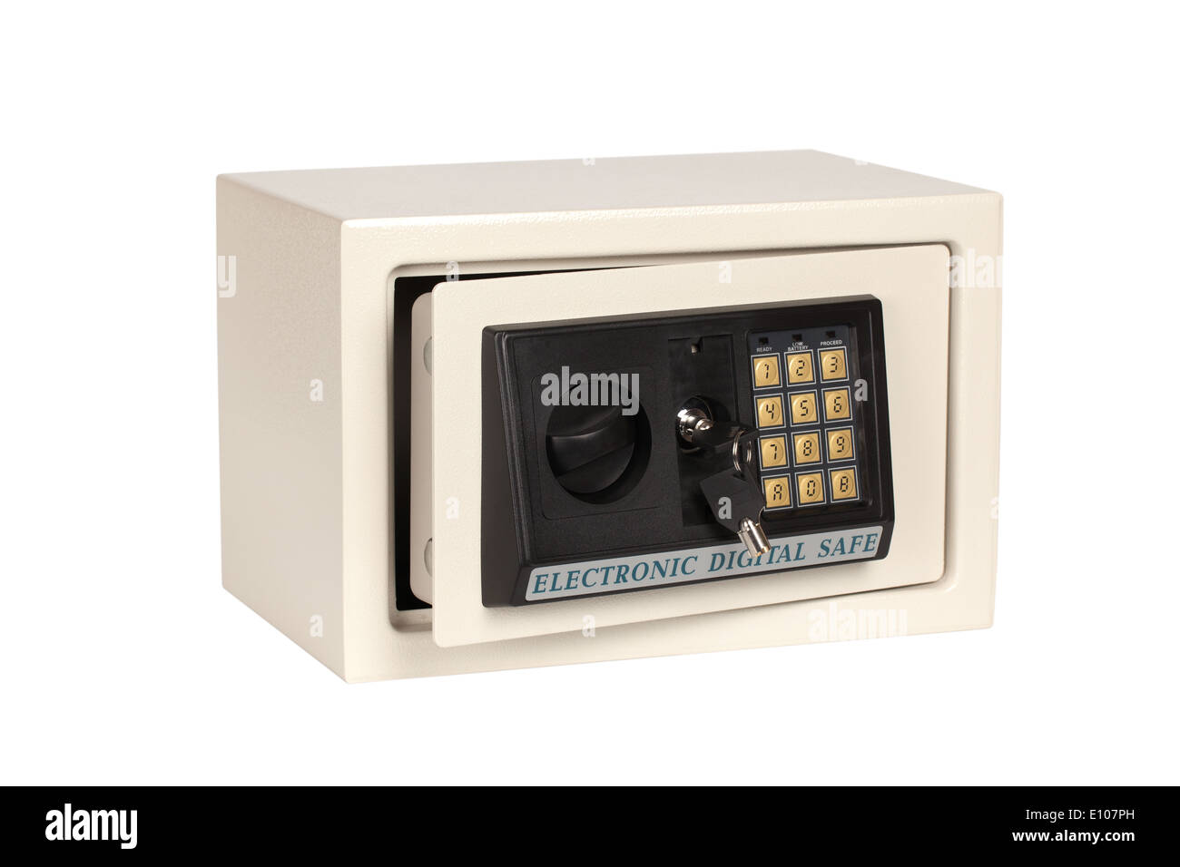 open electronic digital safe isolated on white background Stock Photo ...