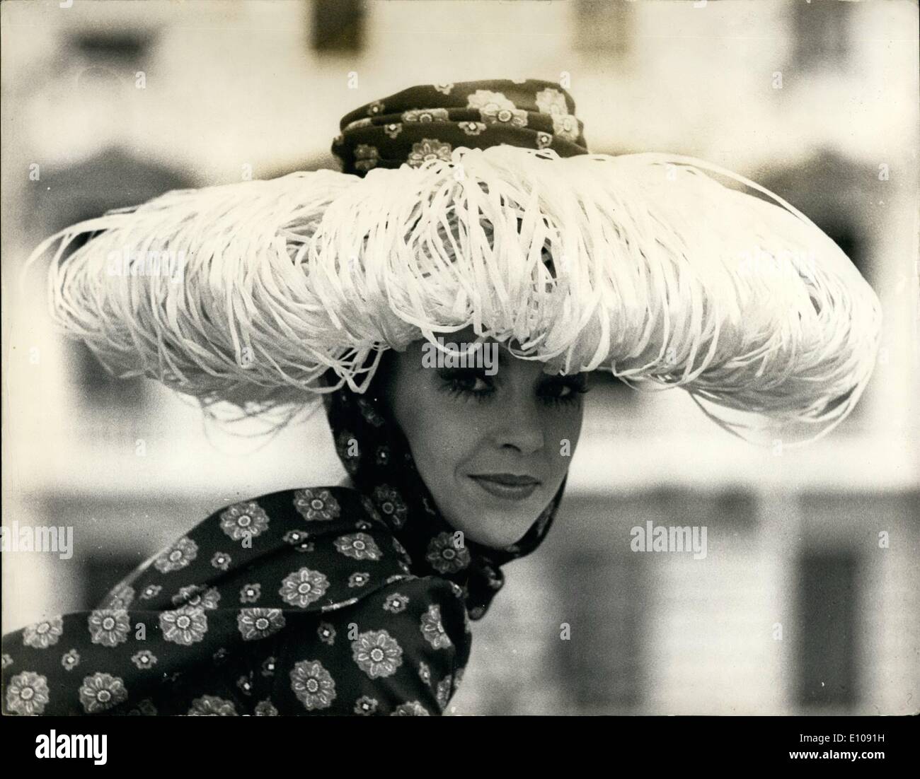 Mar. 03, 1970 - Hat Fashions Shown In London: The Simone Mihman and Jeanne  Lanvin Hats collection for Spring-Summer 1970, were shown in London today.  Photo shows Penny Carter wears Ali Baba -