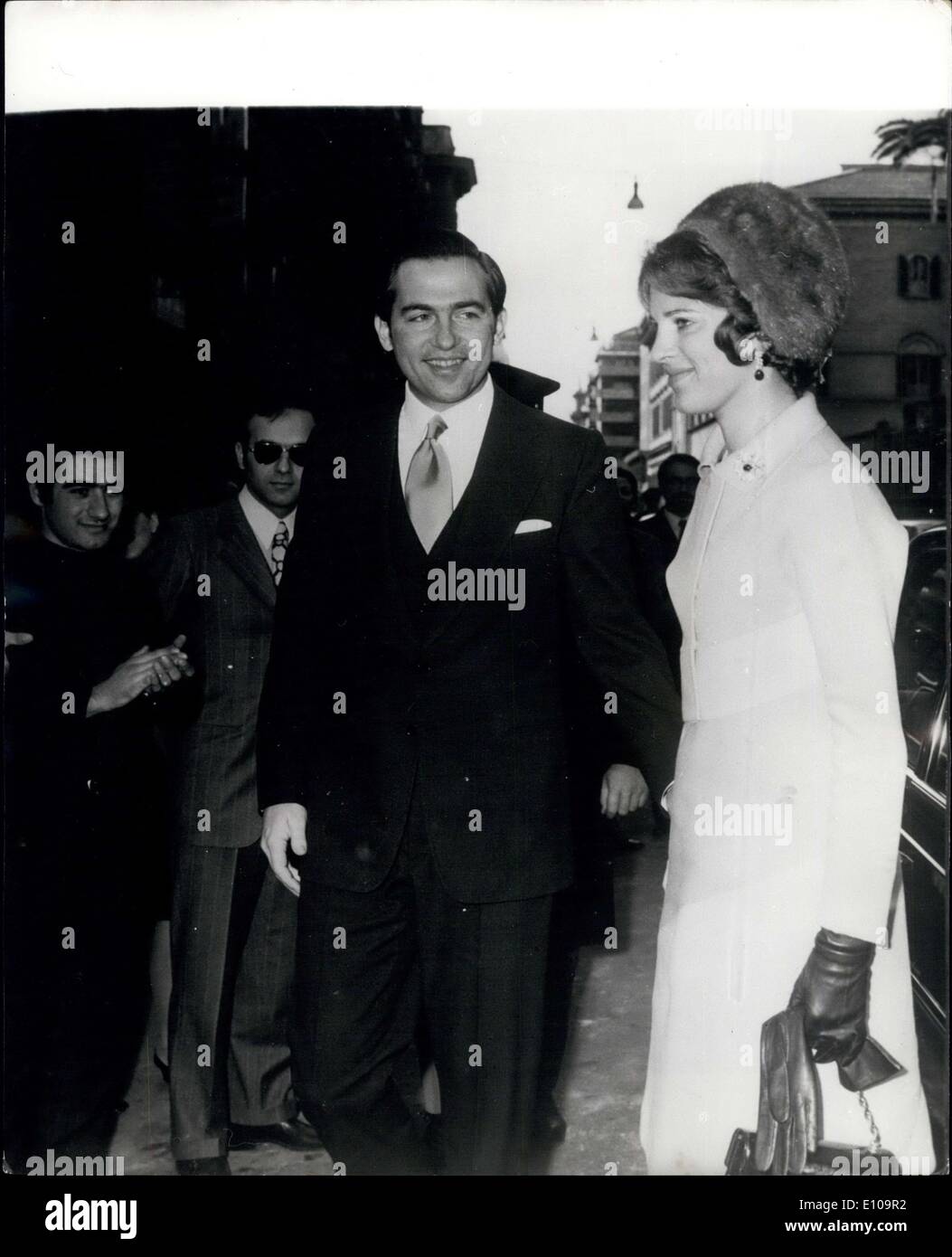 Mar. 28, 1970 - King Constantine And Queen Anne Marie Attend Special Service In Rome To Celebrate Greek Independence: King Constantine and Queen Anne Marie of Greece attended the ''Te Duem held at the Church of St. Andrew in Rome on the occasion of Greek Independence Day. They are pictured arriving for the service. Stock Photo