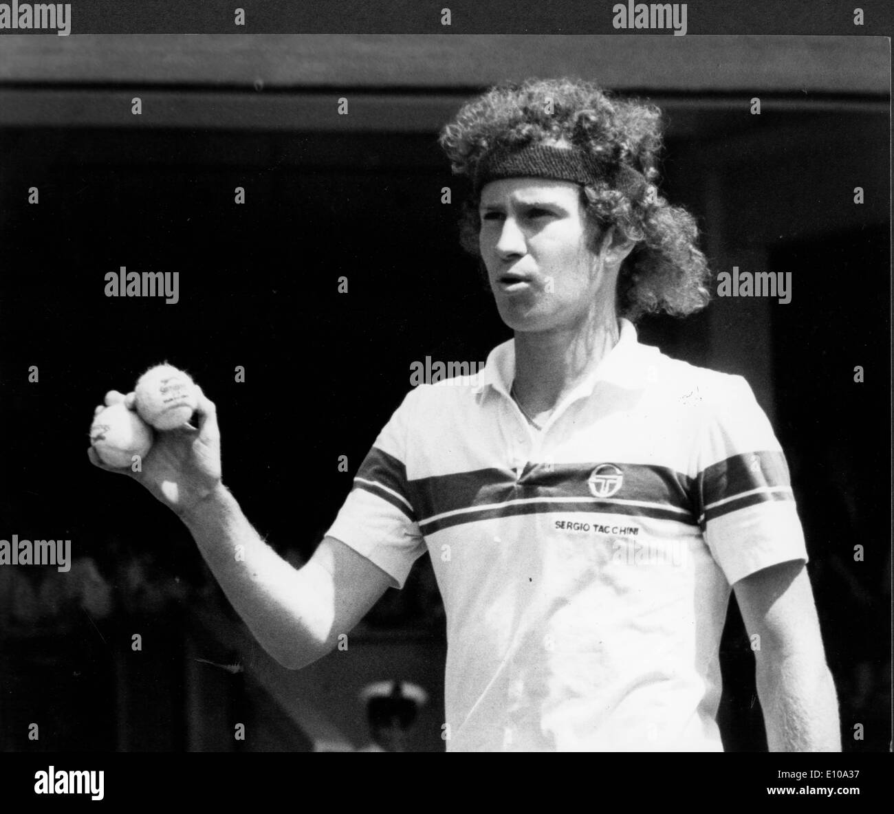 Tennis player John McEnroe plays at Wimbledon Stock Photo