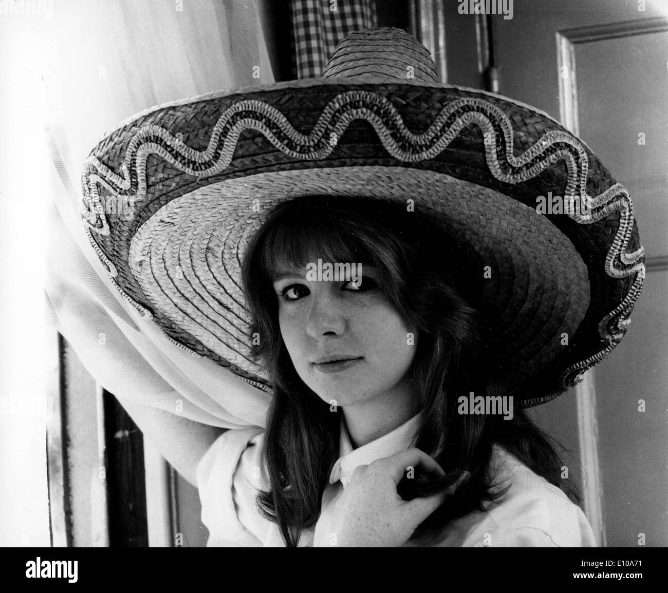 Actress Jane Asher wearing a sombrero Stock Photo Alamy