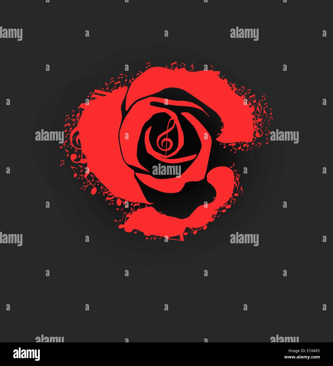 Notes For Roses musical notes forming a red rose Stock Photo - Alamy
