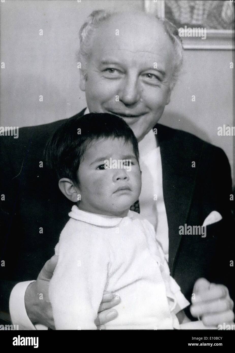 Mar. 03, 1972 - FOSTER-SON OF WALTER SCHEEL WILL BE 3 YEARS OLD ON MARCH 28TH Little Simon Martin from Bolivia is well looked after in the house of the Federal Foreign Minister Walter Scheel (photo). For the first time he ie celebratfig his birthday in his new home: on March 28th he will be 3 years old. Mrs. School, who visited Bolivian foundlings-homes during a Journey through South America together with the Foreign Minister and the Federal President was so impressed by the destiny of the children that she wanted to adopt such a child immediately Stock Photo