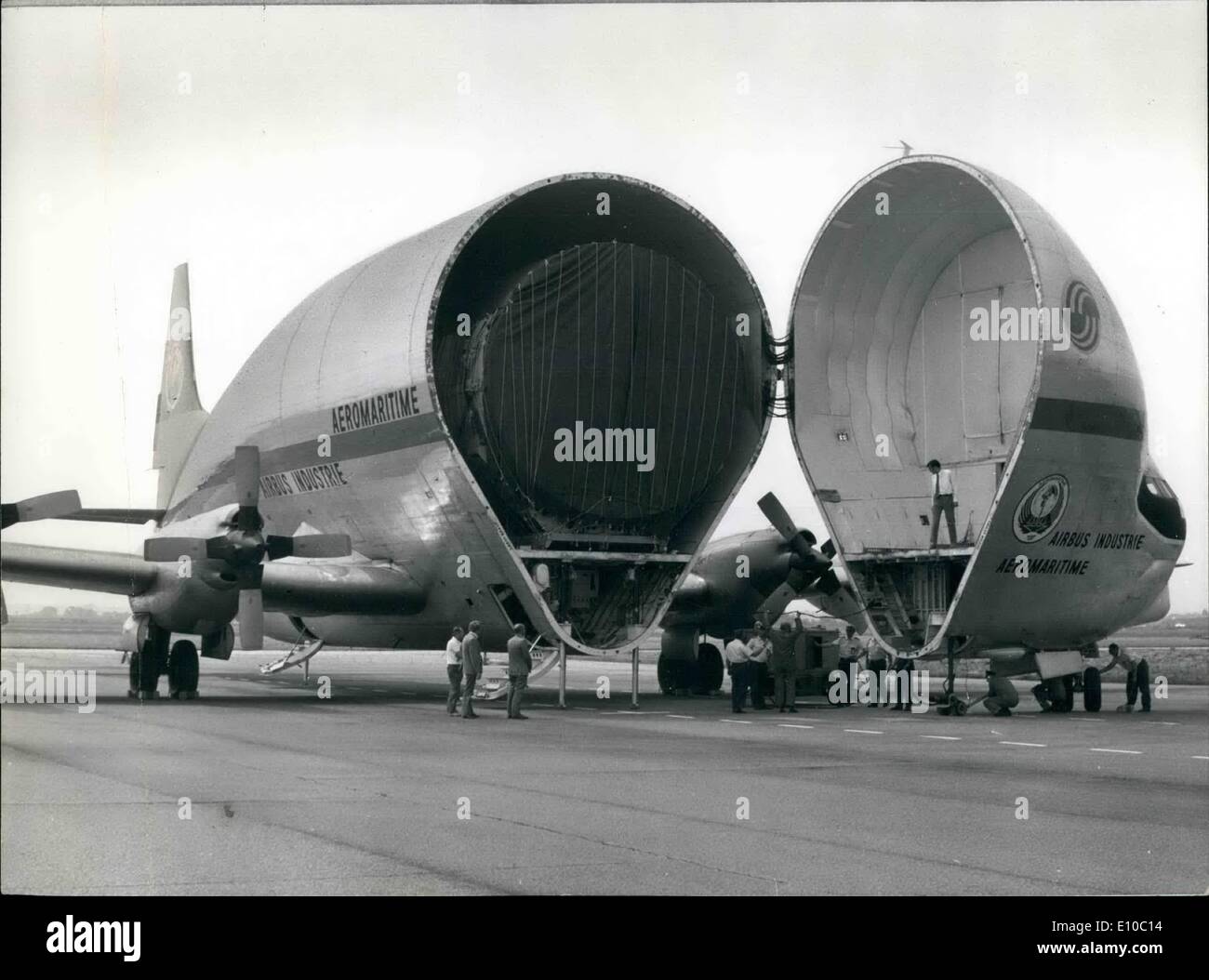 Jun. 06, 1972 - It looks like a big whale and is called ''Super Guppy''. The four-engined transport plane, which is the biggest Stock Photo