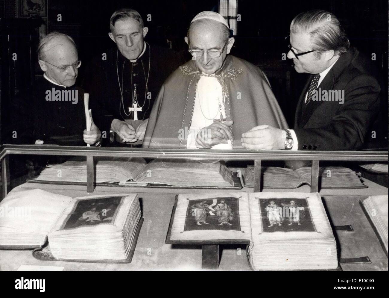 Mar. 28, 1972 - Pope opens exhibition of priceless Manuscripts. Pope Paul recently opened a unique exhibition of priceless manuscripts and fragments of the Bible in the frescoed Sistine Hall of the Vatican. The show will stay open to the public for one year to mark 1972 as the ''year of the Book as proclaimed by UNESCO. The exhibition includes Bibles of all centuries from the third century on. Besides the manuscripts, it will also show the most valuable printed editions. Also on show is the most valuable printed editions Stock Photo