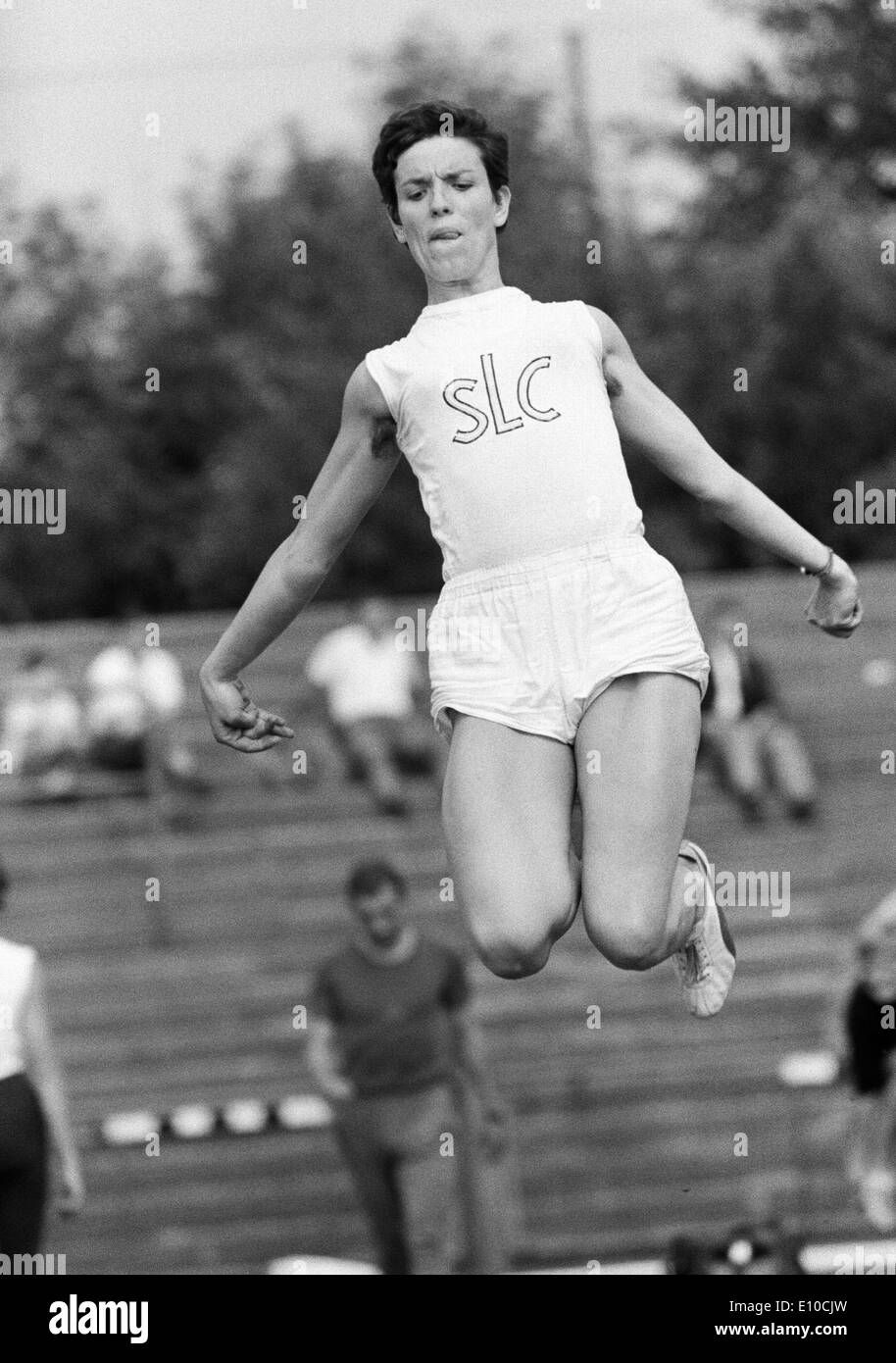 Athletics long jump Black and White Stock Photos & Images - Alamy