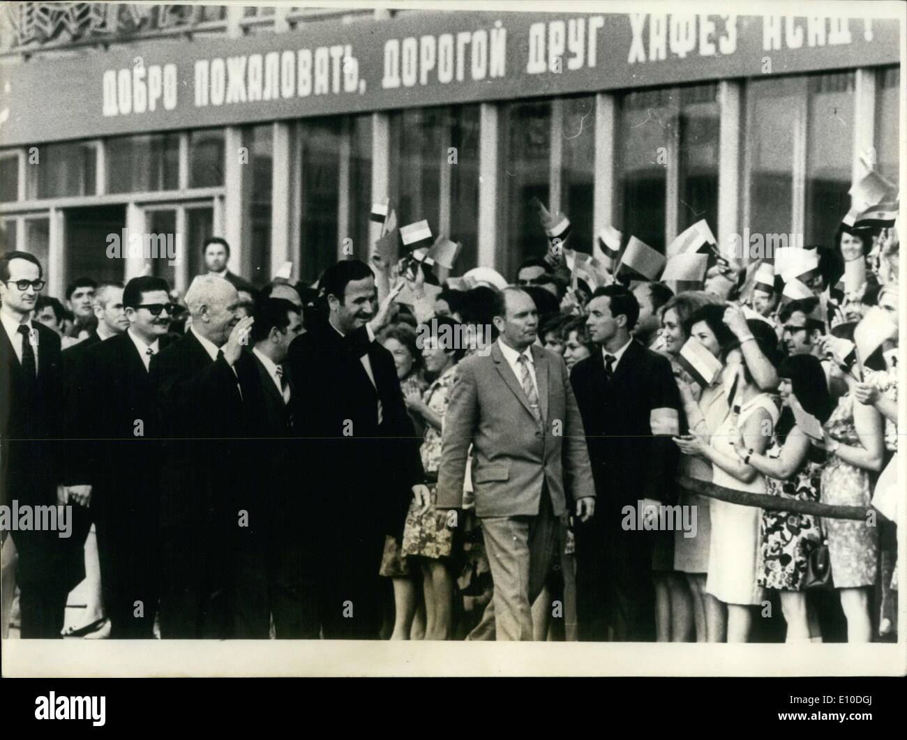 Jul. 10, 1972 - Afes Assad, President of Syria went to the USSR to meet with the Soviet leaders. President Podgorny of the USSR Stock Photo
