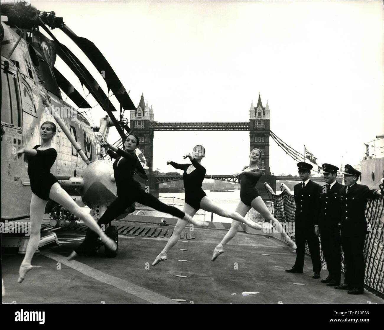 May 05, 1972 - Dancers from National Ballet of Canada Entertained on Canadian Helicopter Destroyer, M.N.C&gt;S&gt; Annapolis. Officers and crew of H.M.C.S. Annapolis, today played hosts to members of the National Ballet of Canada on board the Canadian helicopter destroyer. Commander A.P. Campbell invited five girls form the ballet company to visit the ship and be give a tour of her before having coffee with the officers in the Ward Room Stock Photo