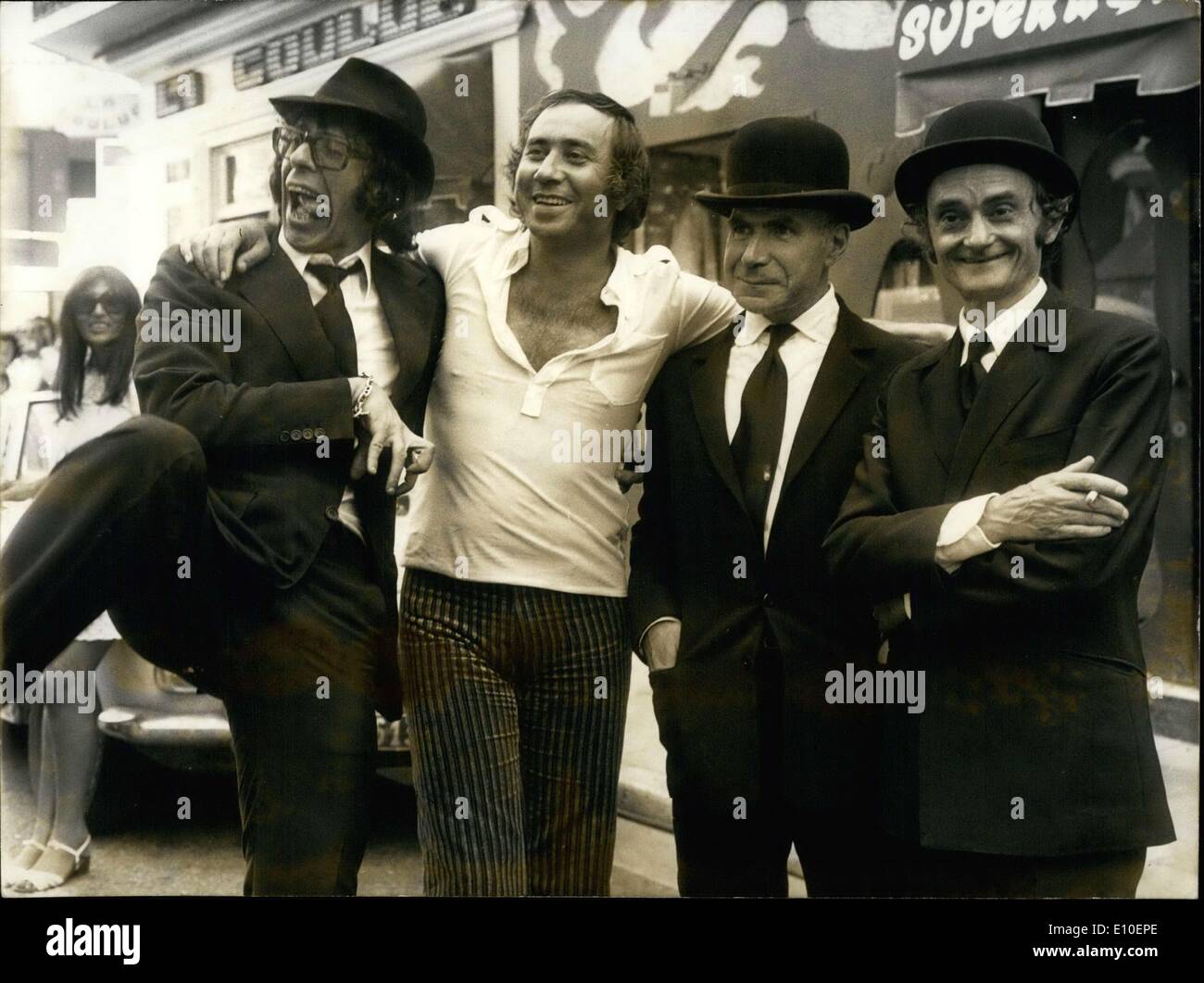 Aug. 22, 1972 - The h?ros of ''La Brigade en Folie:'' Patrick Topaloff, Philippe Claire, Jacques Dufilho, and Sim. Stock Photo