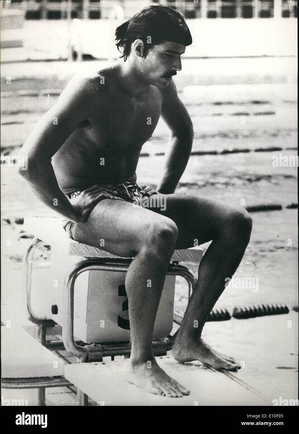 Sep. 09, 1972 - Study Of A Champion: Reminiscent of Rodin's statue of The Thinker - Mark Spitz, the American swimmer, in a thoughtful mood after winning his 5th Gold Medal at the Olympic Games in Munich. Stock Photo