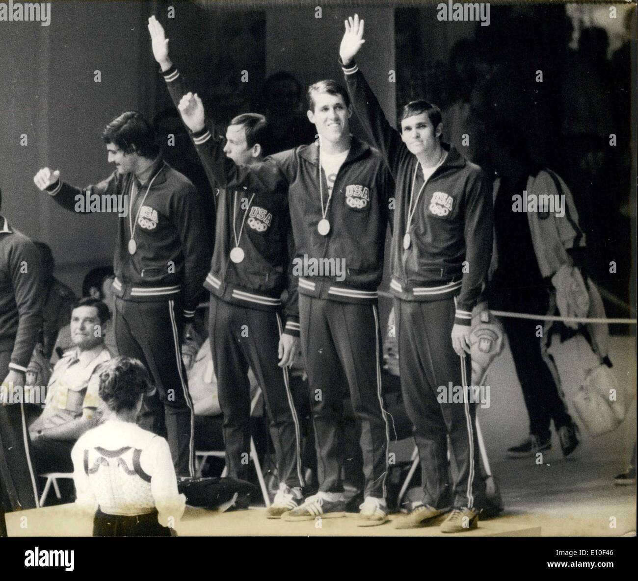 Aug. 29, 1972 - Left to right: Mark Spitz, John Murphy, Jerry Heidenreich, and David Edgar.  U Stock Photo