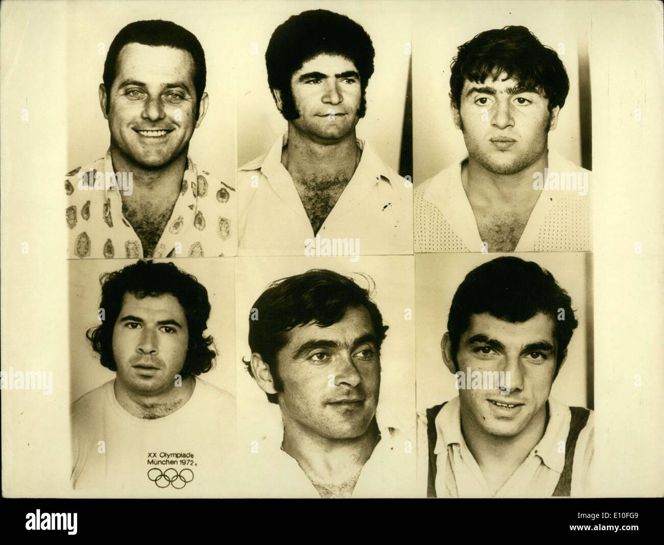 Sep. 09, 1972 - Left to right: Mosne Weinberg, Joseph Romano, Mark Slavin, David Berger, Zeev Friedman, and Eliezer Halfin. Stock Photo