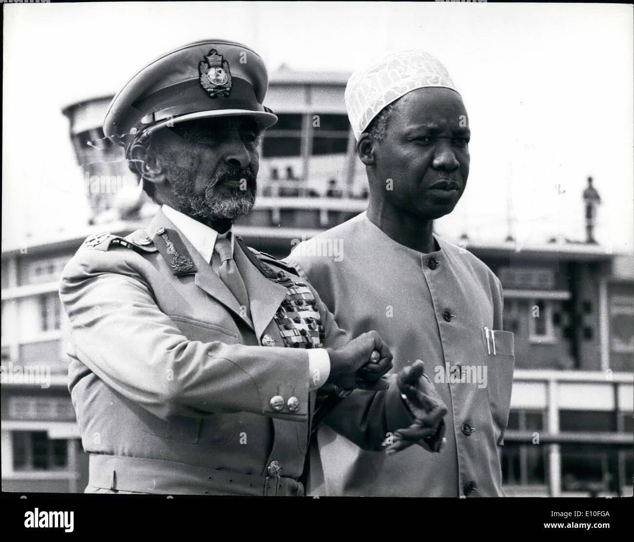 Sep. 09, 1972 - Emperor Haile Selassie of Ethiopia and Tanzania President Nyerere at Dar es Salaam ''Good Neighbours' conference. Stock Photo