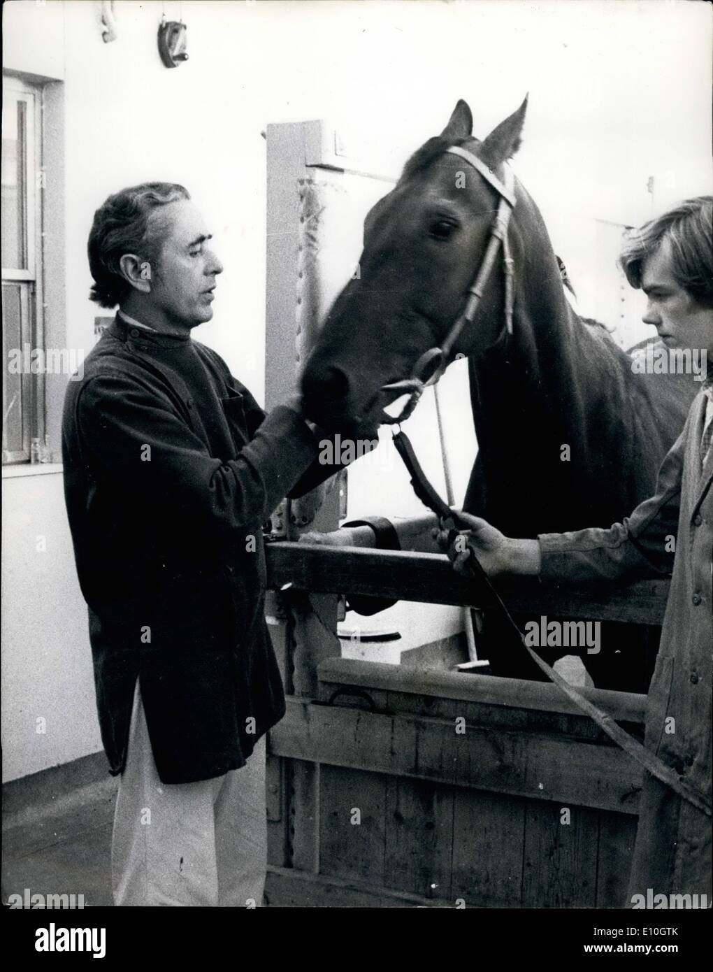 Nov. 11, 1972 - Surgeon who operated on Mill Reef given notice to quit house.: Mr. Edwin James Roberts, 54, the racehorse surgeon who operated on champion racehorse Mill Reef when the colt fractured its left fore cannon bone and fetlock, has been given notice to quit hi small lodge house at Lanwades Park, Kentfors, Suffolk. The house is owned by the Animal Health Trust, which manages the Equine Research Station at Kentford. Mr. Roberts was employed at the station for 20 years until September last year and left after a dispute over clinical research policy. Photo shows Mr Stock Photo
