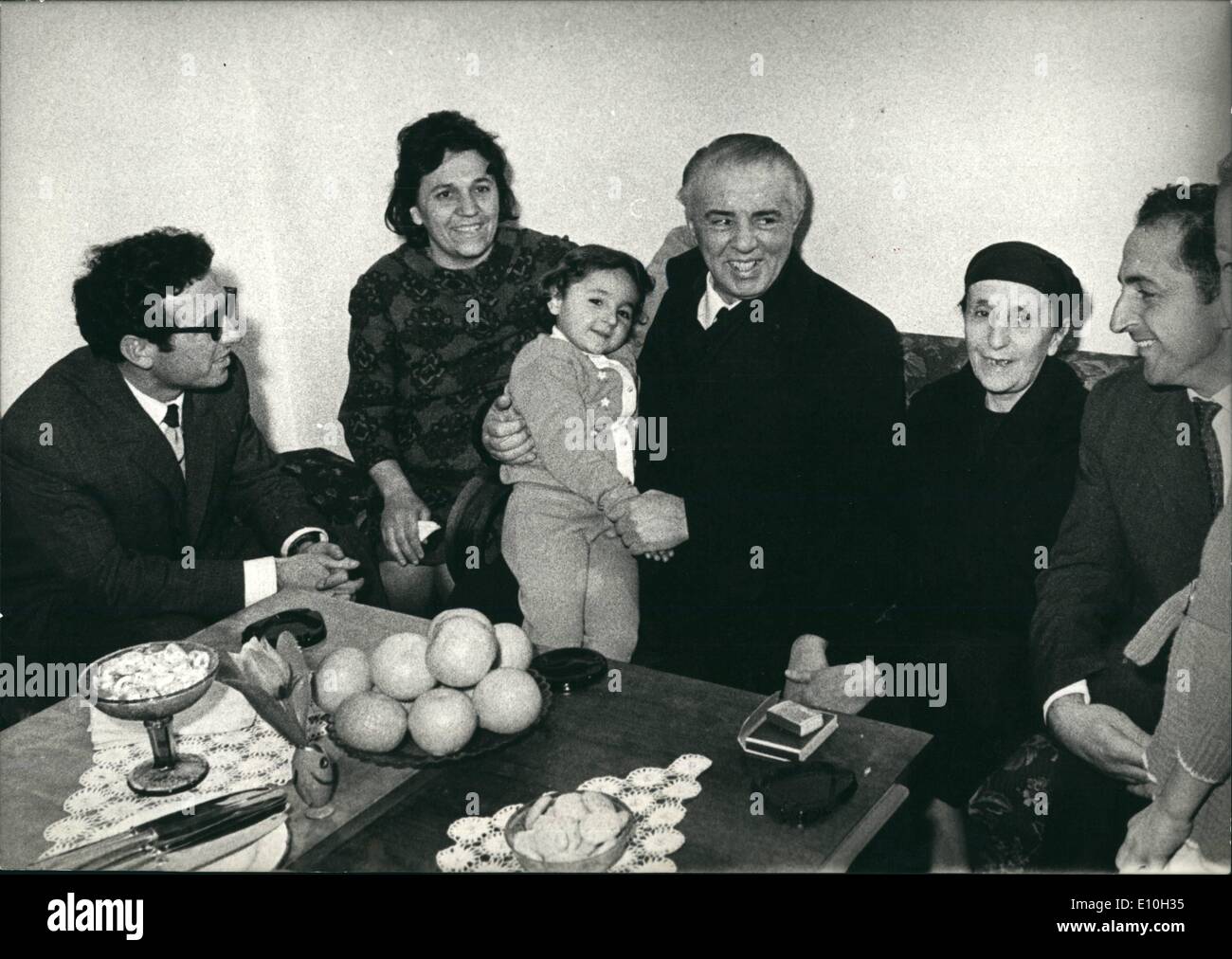 Nov. 11, 1972 - 60th Anniversary of The Proclamation of Albania's Independence - November 28, 1972. Comrade Enver Hoxha during the visit to the family of the martyr of the struggle for freedom, Namik Osmani. Stock Photo
