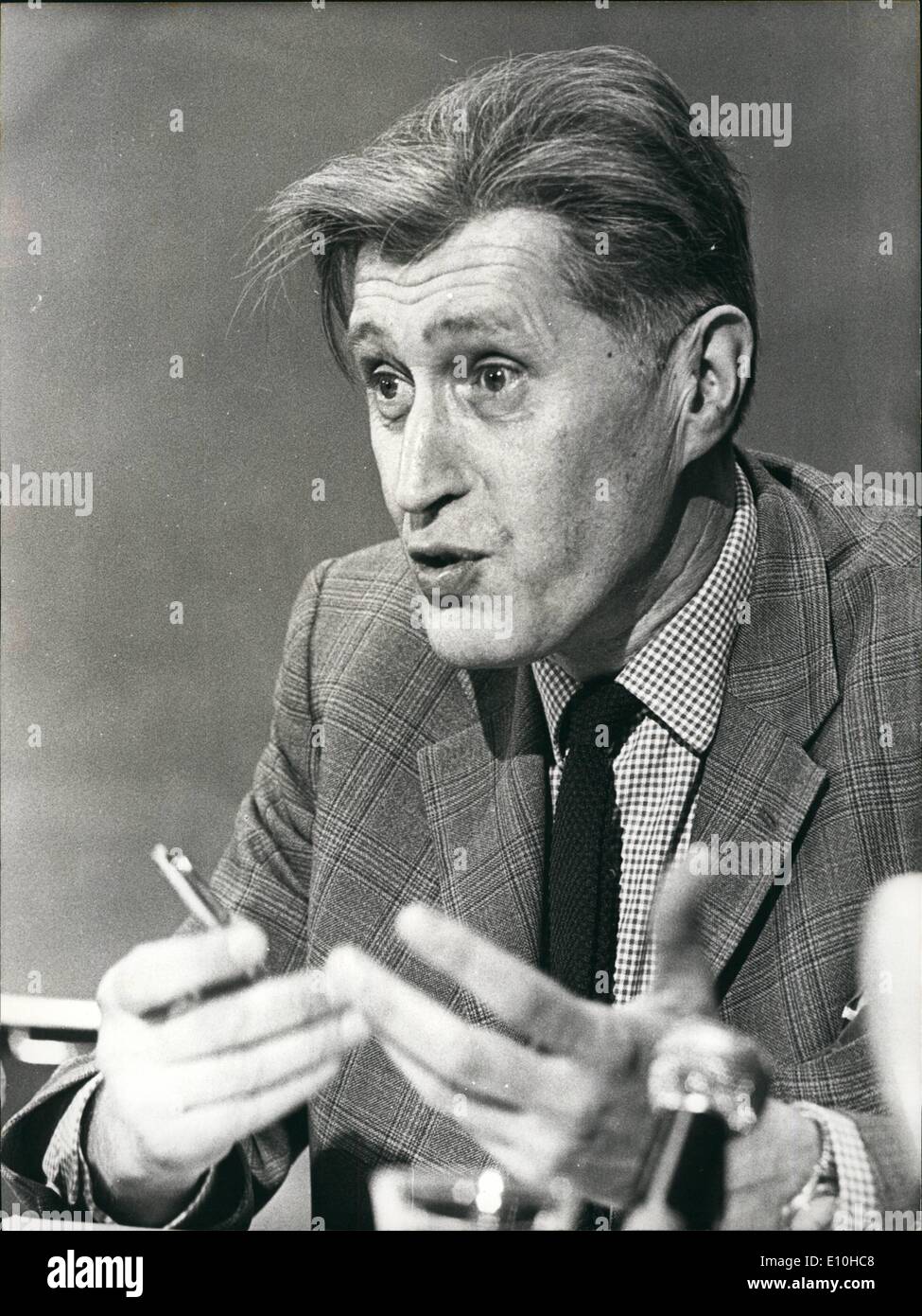 Feb. 02, 1973 - 'Abortion' Gynaecologist Released From Jail: Belgian Gynaecologist Dr. Willy Peers imprisoned after a trial on the charge of preforming 300 abortions in his Namur Hospital was released under a suspended sentence. Photo Shows Dr. Willy Peers pictured during his press conference after his release. Stock Photo
