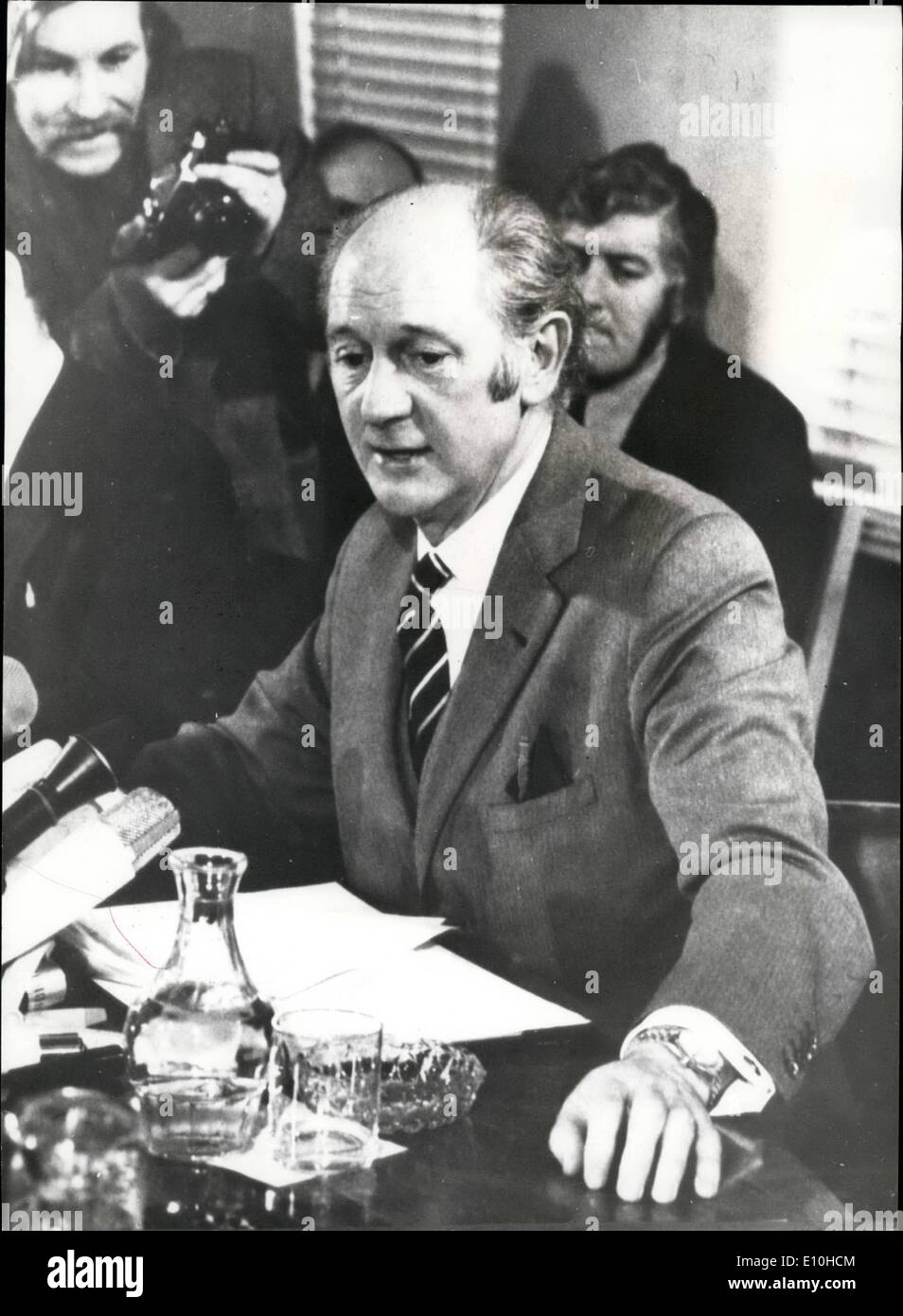 Feb. 02, 1973 - Eire General Election: Polling takes place tomorrow in the Eire general election. Photo shows Mr. Jack Lynch, the Eire Prime Minister, pictured during today's Press Conference in Dublin. Stock Photo