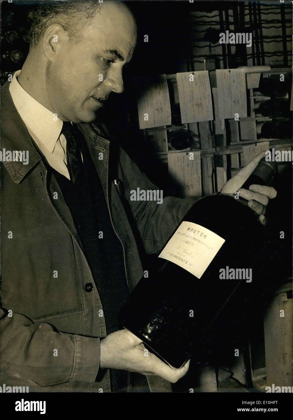 Nov. 15, 1972 - An 1870 Bottle of a Mouton Rothschild Jeroboam for 5000 Francs . Stock Photo