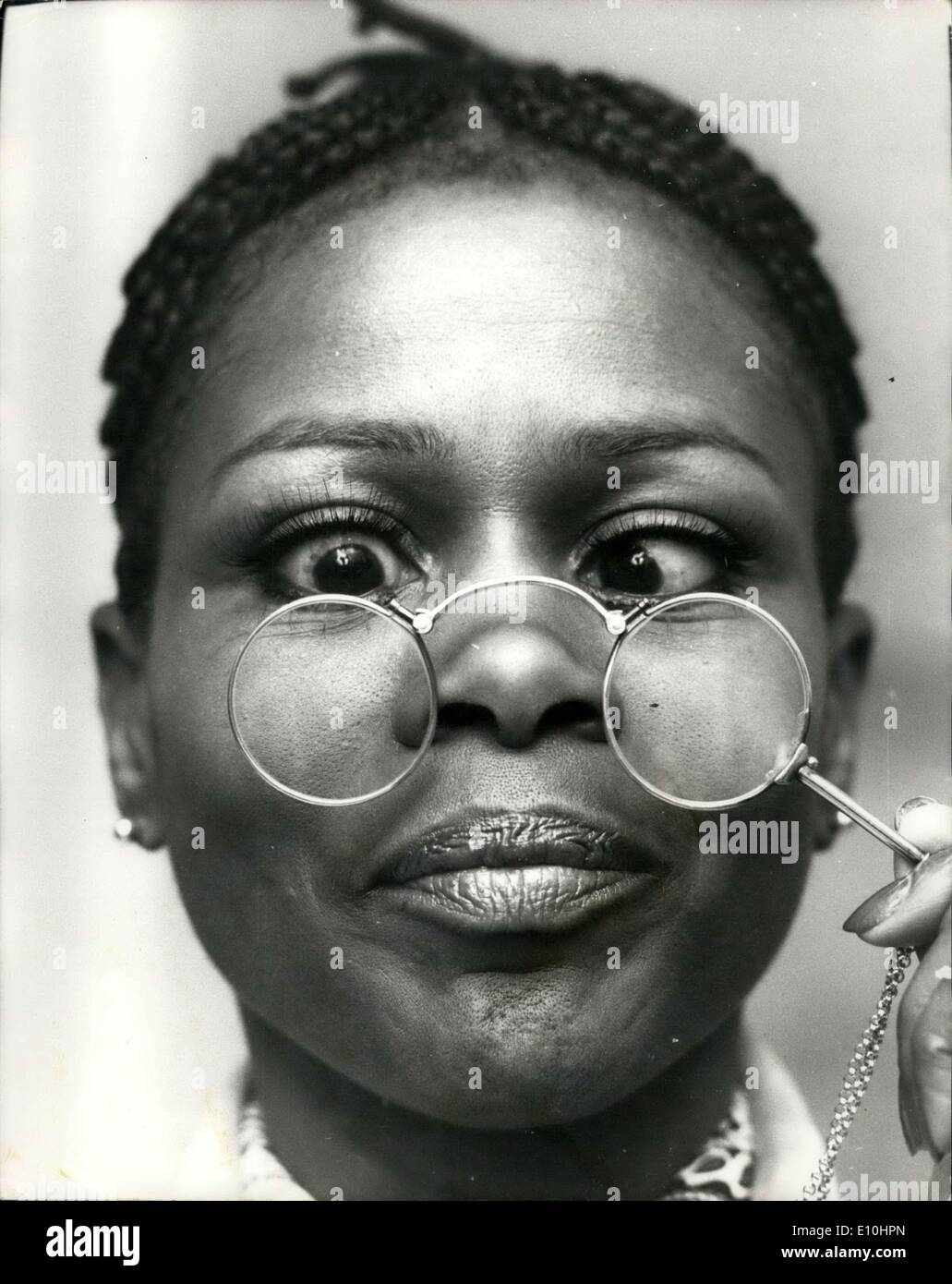 Feb. 19, 1973 - American Actress Nominated For Academy Award Arrives In London: Cicely Tyson, one of America's most distinguished coloured actresses, who is hotly tipped to win this year's ''Best Actress'' Academy Award, for her role in the 20th Century-Fox presentation ''Sounder'', has arrived in London. Photo shows Cicely Tyson, with her unusual hair style - during a reception in London today. Stock Photo
