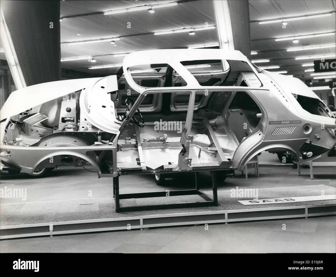 Mar. 03, 1973 - 43th International Geneva Motor Show. The safety skeleton of a Swedish car. It is this a self supporting carosseria with safety cells Stock Photo