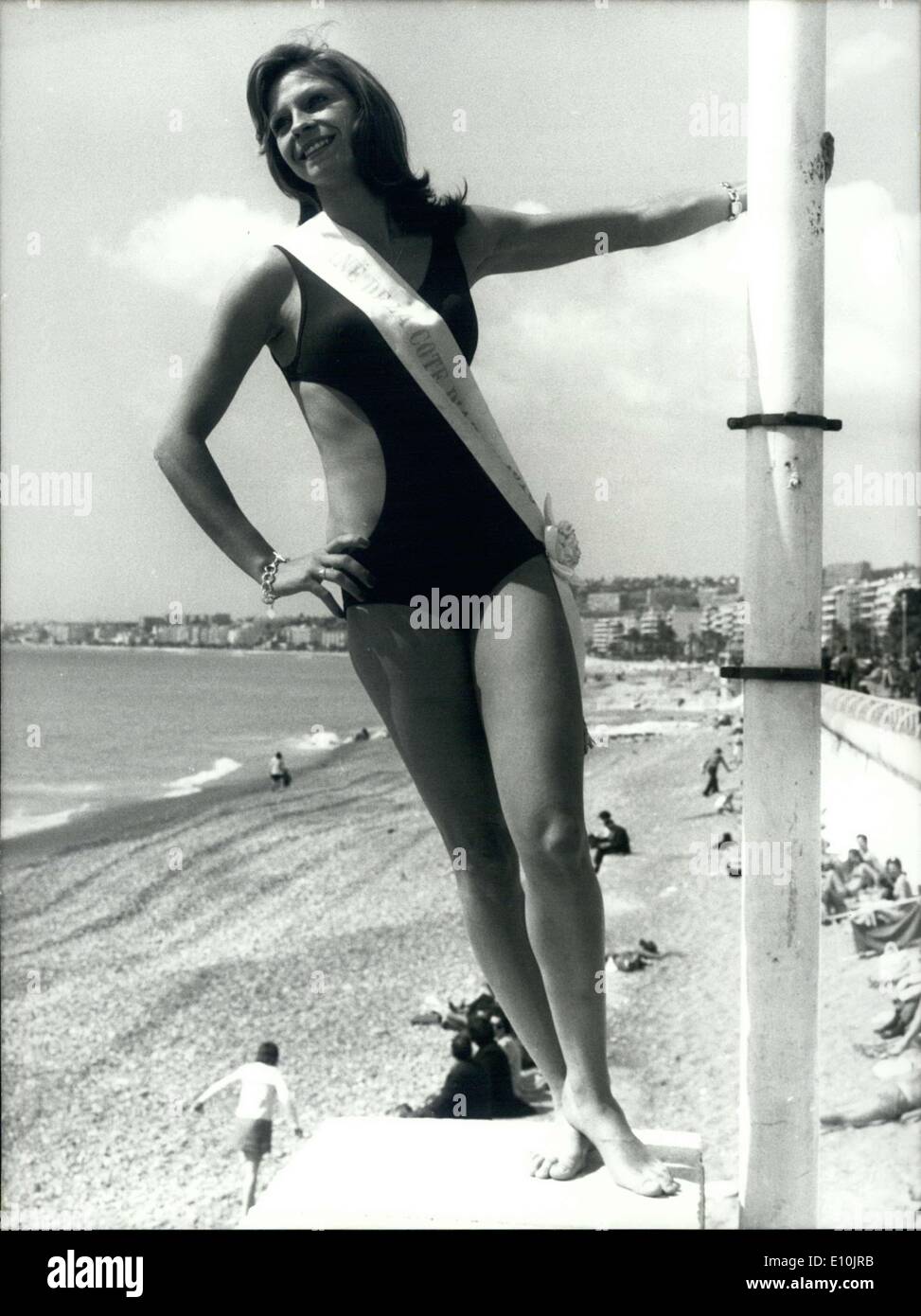 Apr. 16, 1973 - Coulette Linsolas is ''Queen of Cote D'Azur 1973' Stock Photo