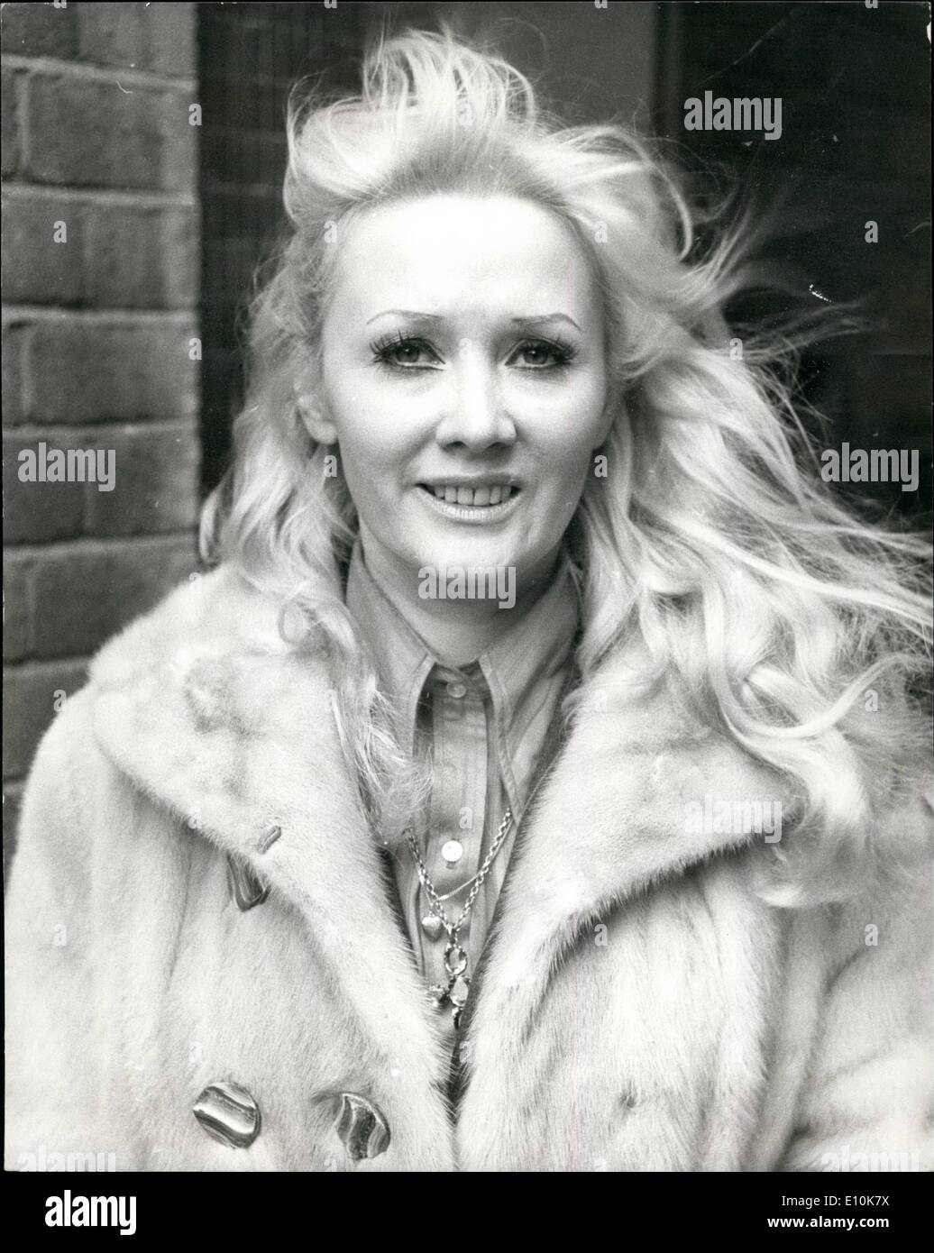 May 05, 1973 - ''Bribery at BBC'' - 15 arrested: The famous singer Dorothy Squires was arrested today in connection with allegations that BBC producers were bribed broadcast pop records. Warrants were issued for the detention of 14 other people, including Janie Jones, West End hostess and former model. Photo Shows West End hostess and former model Janie Jones. Stock Photo