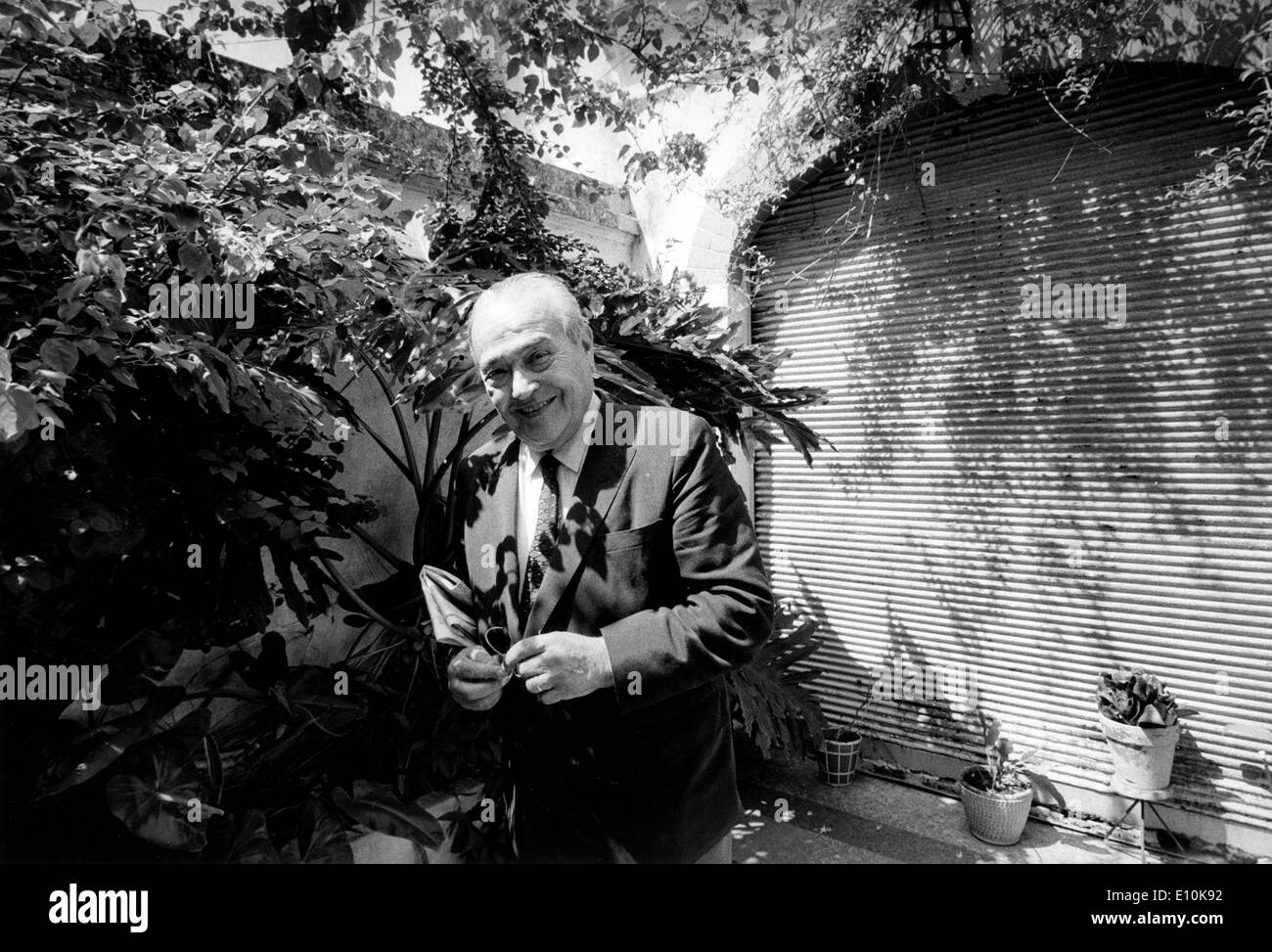 Mar 26, 1973; La Plata, Argentina; Argentine radical leader RICARDO BALBIN in his garden at la Plata. Stock Photo