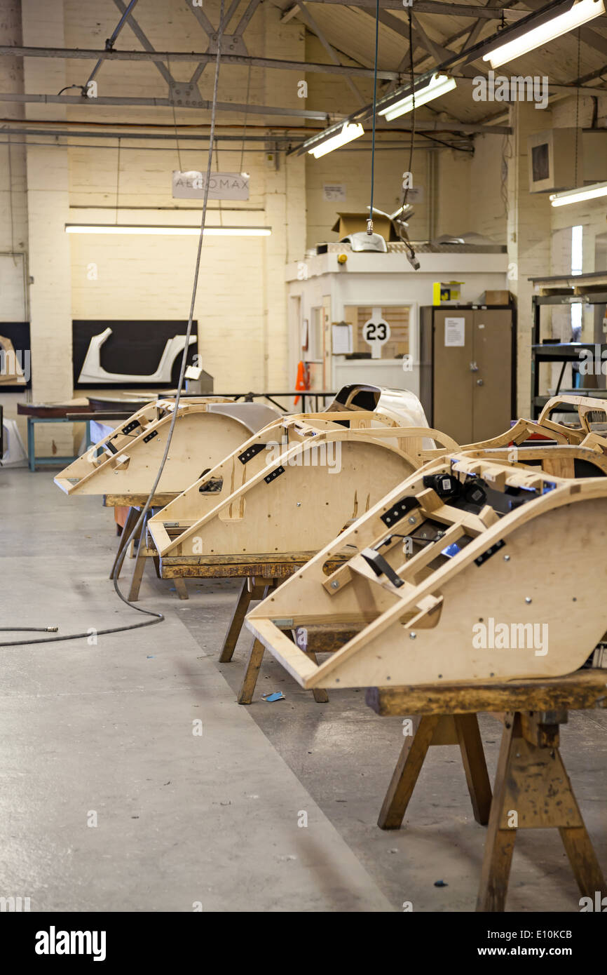 The wooden ash frames of cars being made at the Motors Car