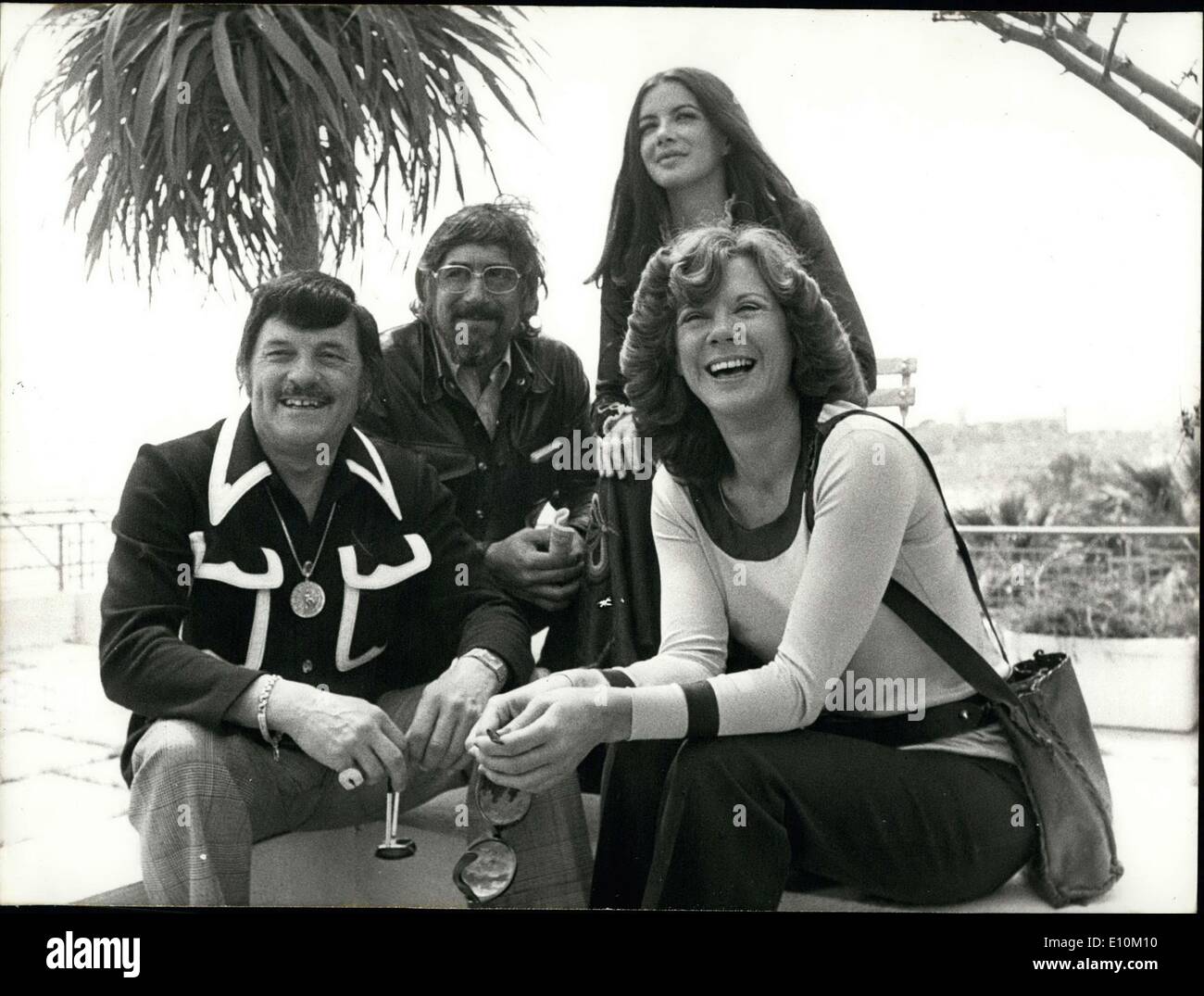 May 22, 1973 - Here are the comedian Willie Lamothe, director Gilles Carles, and comedians Carole Laure and Denise Filiatrault in Cannes. Stock Photo