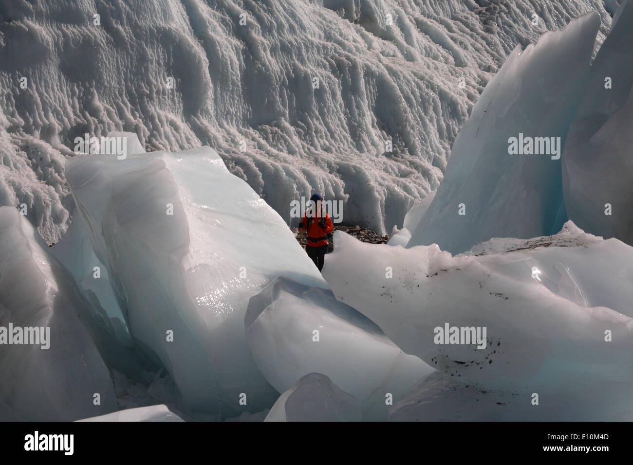 Trekking in the Khumbu Ice Fall near the Everest Base Camp Stock Photo ...