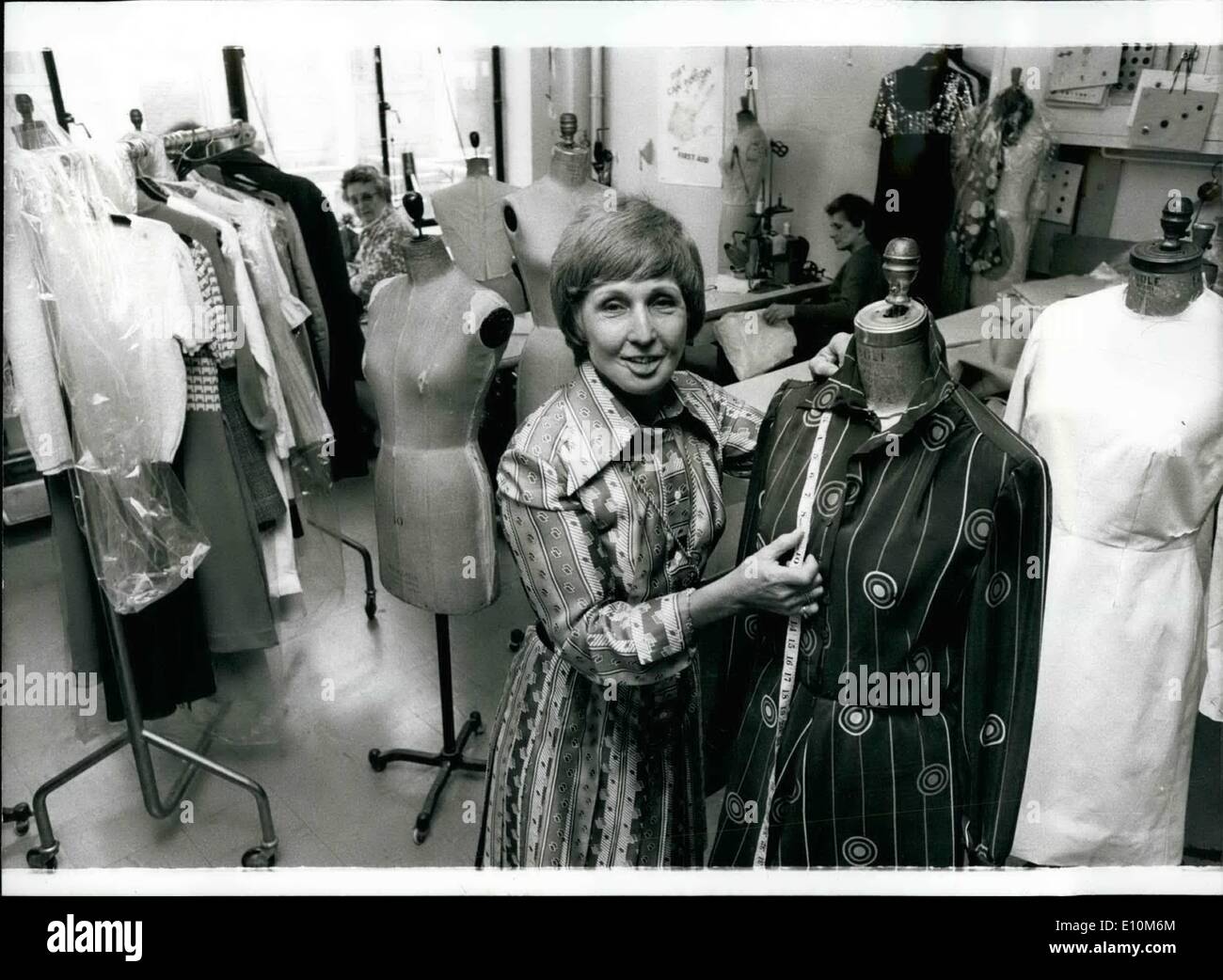 Jun. 06, 1973 - Susan Small To Make Princess Anne's Wedding Dress: Princess Anne has asked Mrs. Maureen Baker, of the Susan Small fashion house, to design her wedding dress. Mrs. Baker, who design most of the Princess Anne's wardrobe, will also be responsible for her going away outfit/. Photo Shows Mrs. Maureen Baker pictured today in the Workshop of the Susan Small fashion house in London. Stock Photo