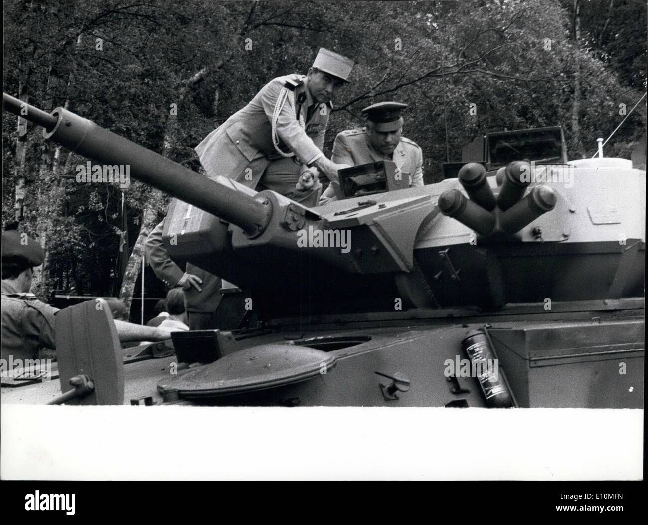 Jun. 06, 1973 - The Aldershot Army Display: Photo Shows A French and Russian officer inspecting a Scimitar Infantry reconnaissance vehicle at the Aldershot Army Display, a three-day event which opens today. Stock Photo