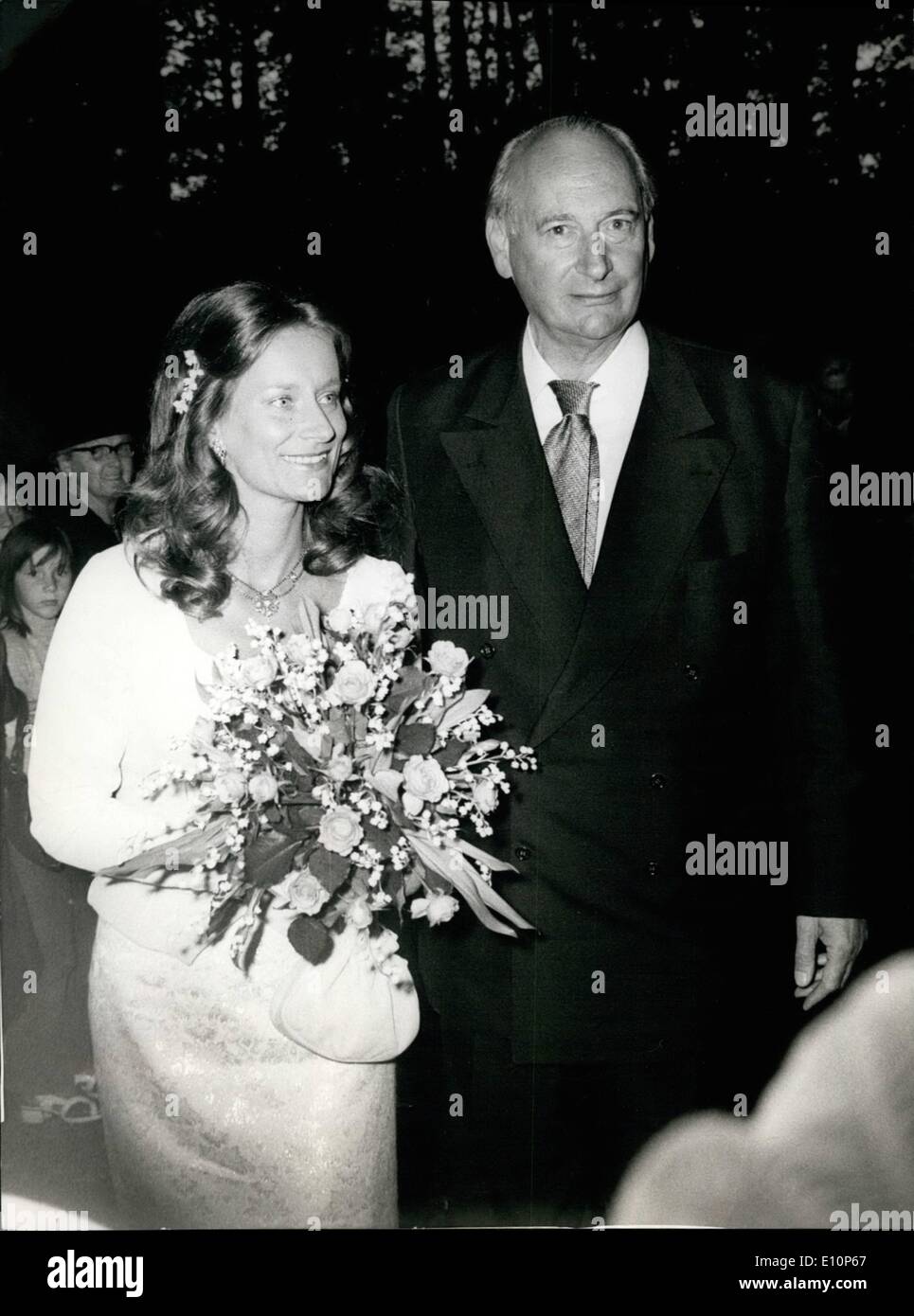 Sep. 09, 1973 - ''Prussian'' princess Kira marries American archaeologist in Bavaria: On Sept. 11, 1973 the christian wedding of Princess Kira of Hohenzollern (30) to American Thomas Liepsner (28) took place in the small village Felizenzell near Buchbach/Muhldorf. The charming princess was the last single daughter of prince Louis Ferdinand, head of the house of Hohenzollern. She is a great grandchild of German emperor Wilhelm II. Her prince consort is the son of an American manufacturer from Kansas City. ''It was not love at first sight'', confessed the happy bride Stock Photo
