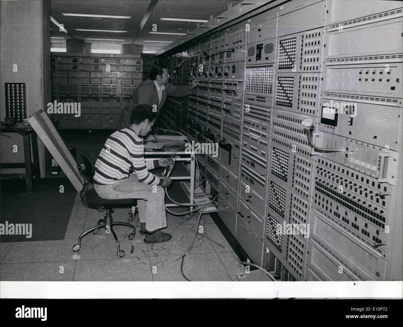 Sep. 09, 1973 - Preparations for 1974 World Soccer Champonship in Frankfurt. the Technical core for transmitting all the news andscores of this highly favoured championship in sports is presently installed at the Hessische Rundfunk (broadcasting station) in Frankfurt. Authorized by the World Soccer Union for transmitting the news throughout the world, Germany's TV Stations the ARD and ZDF have vreated a local administration union, the ''German Olympia Center for Radio and TV Broadcasting'' Stock Photo