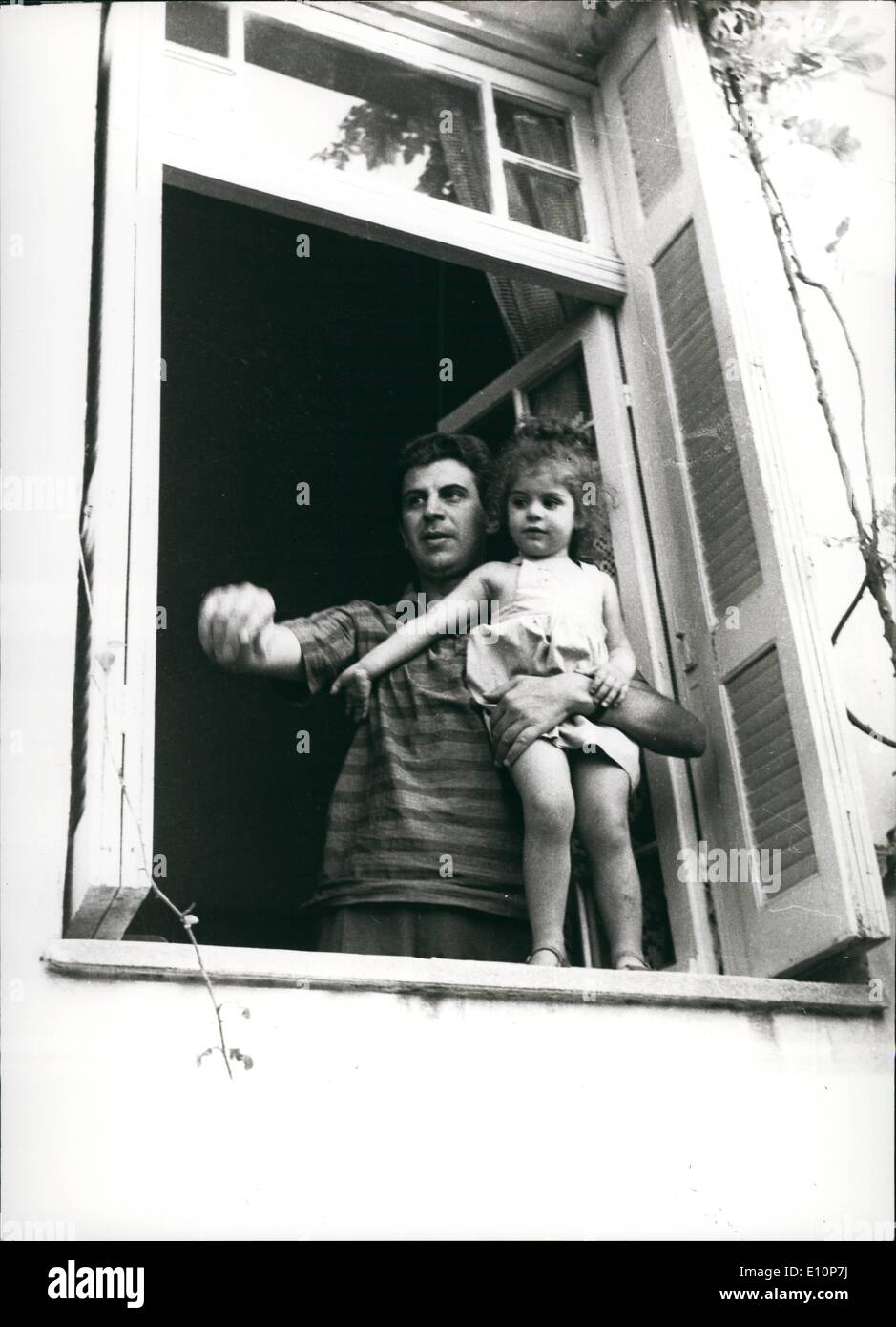 Sep. 09, 1973 - Greek composer Mikis Theodorakis & daughter. Stock Photo