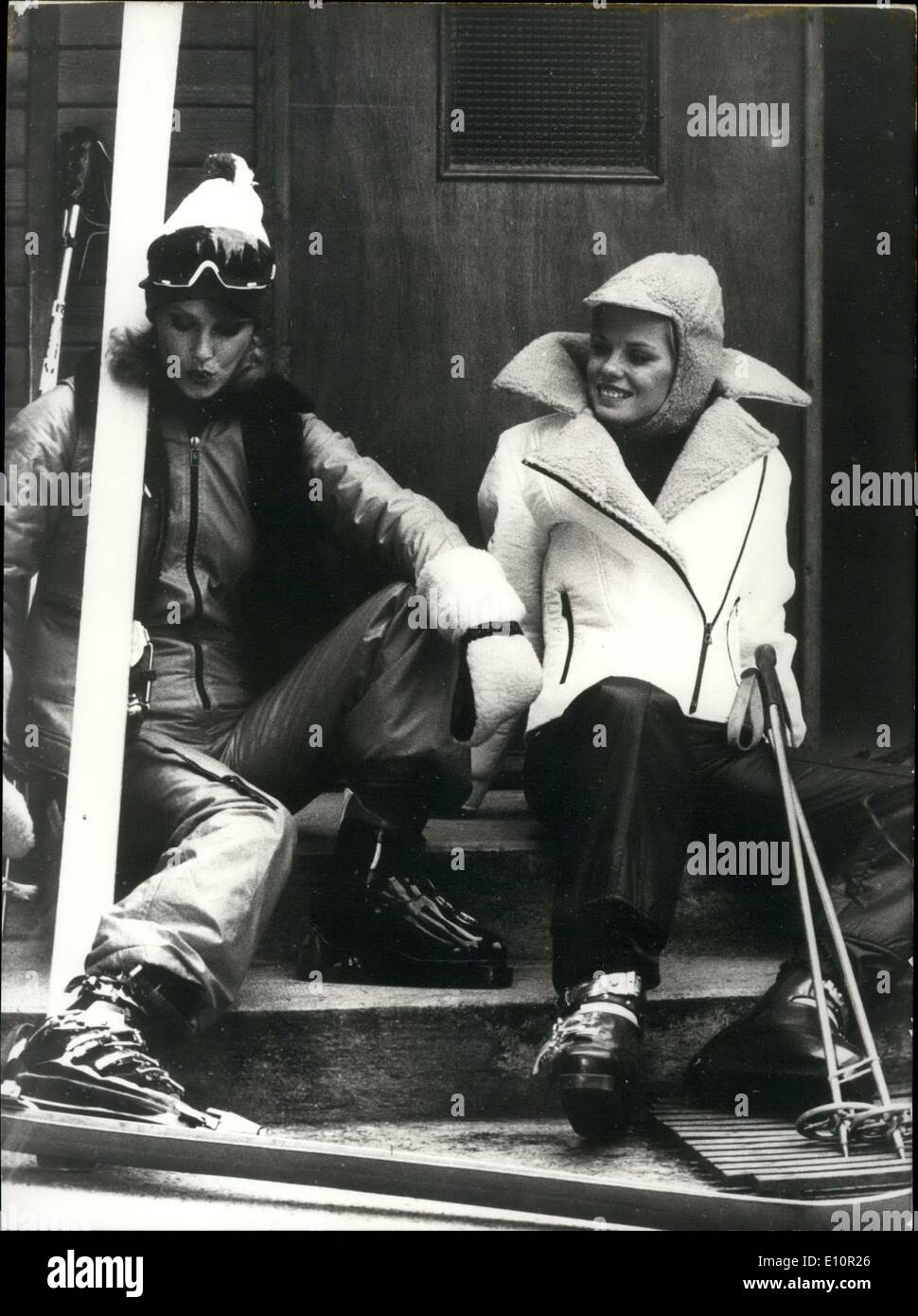 Dec. 11, 1973 - To help you keep warm while skiing the slopes, designers Airday ad Skimer came up with these ski suits. Stock Photo
