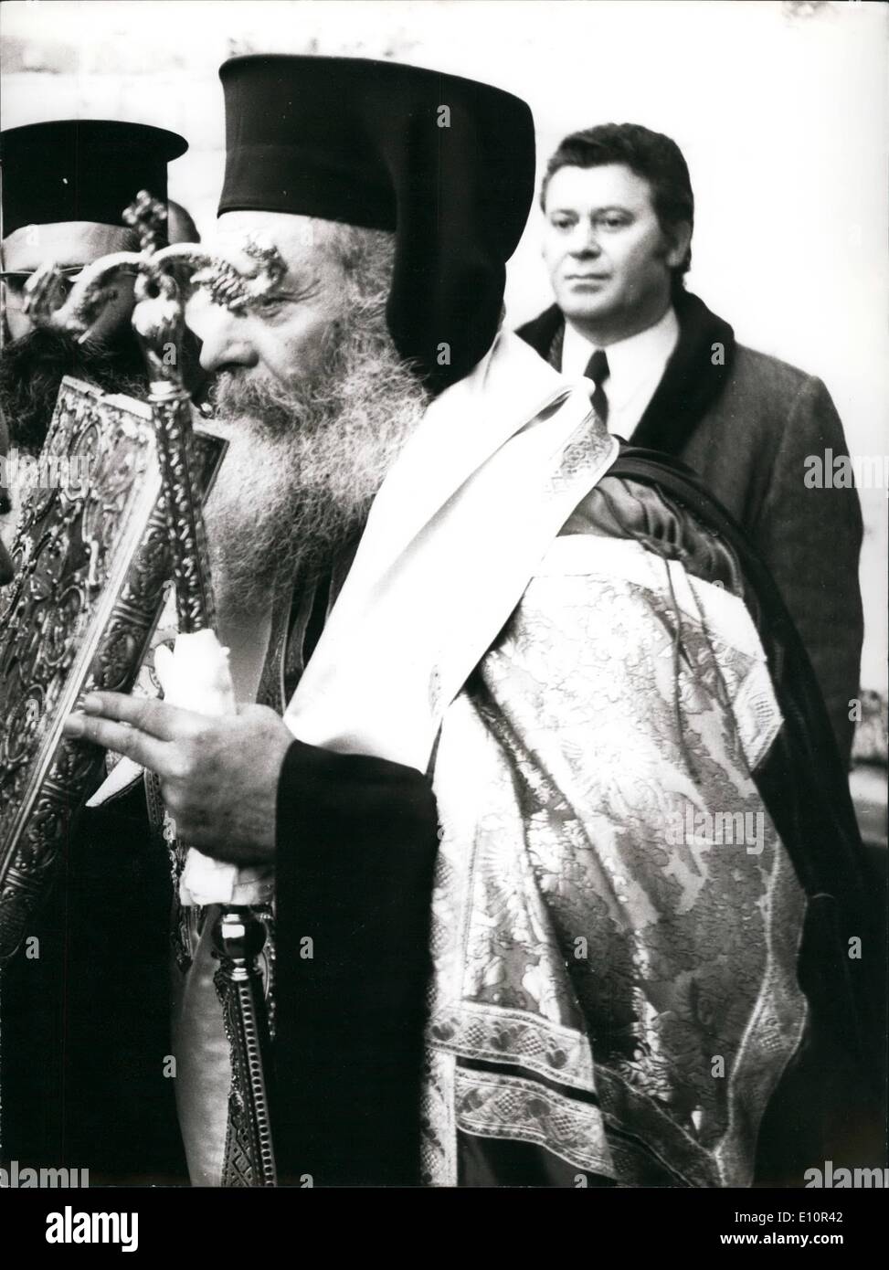 Dec. 12, 1973 - Bishop Serafim of iammina likely to be appointment the new archbishop of Athens & all Greece (He took the oath of the new Greece government) Stock Photo