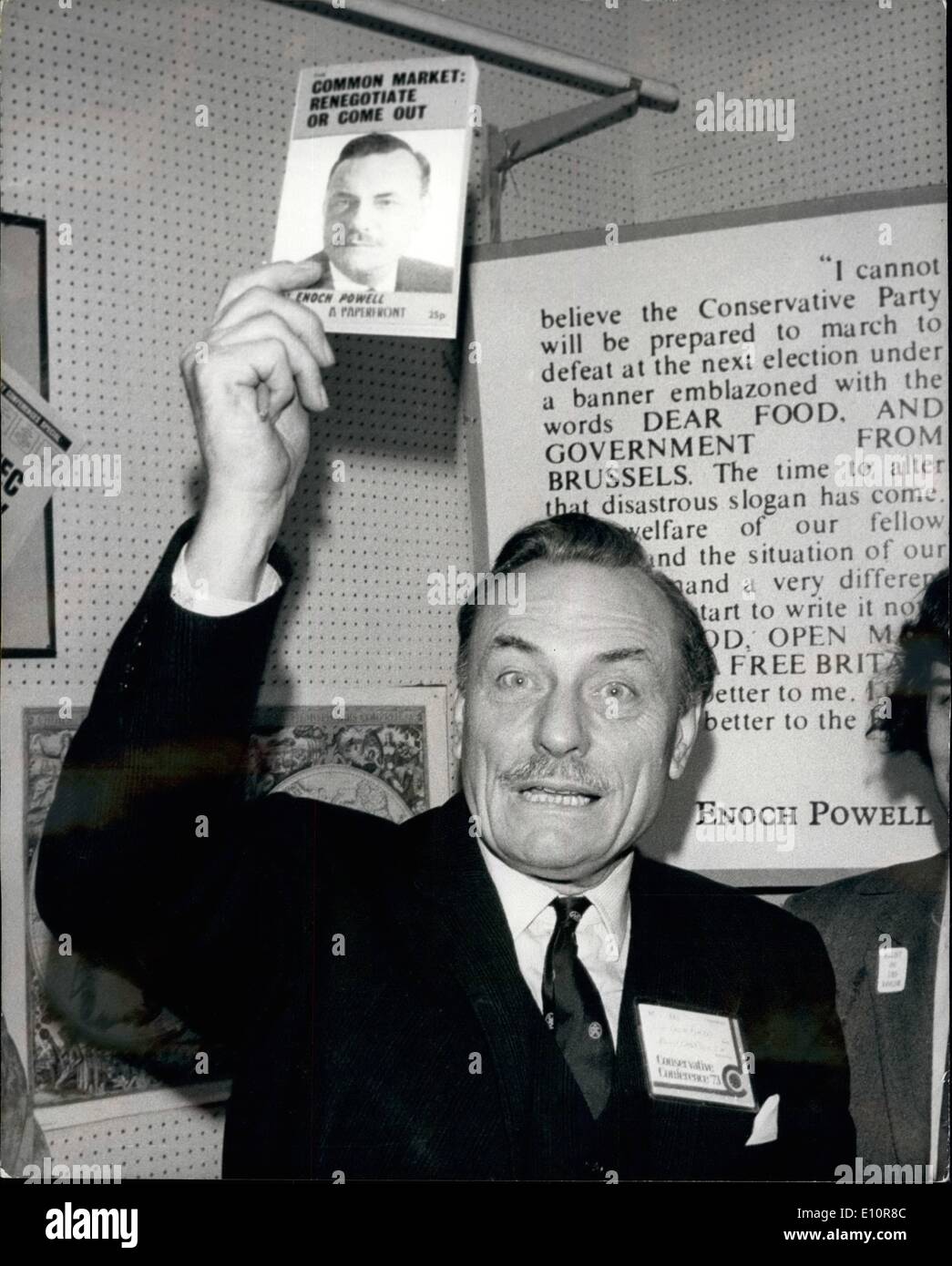 Oct. 10, 1973 Tory Party Conference Opens In Blackpool Mr Powell At Market Shop