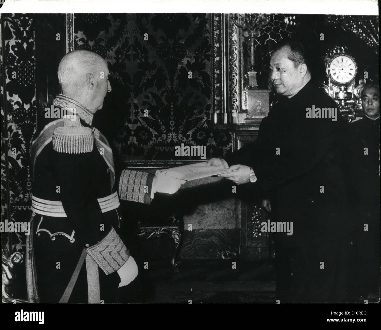 Oct. 10, 1973 first Chinese Ambassador to Spain presents credentials. Mr Chen Chao Yuan