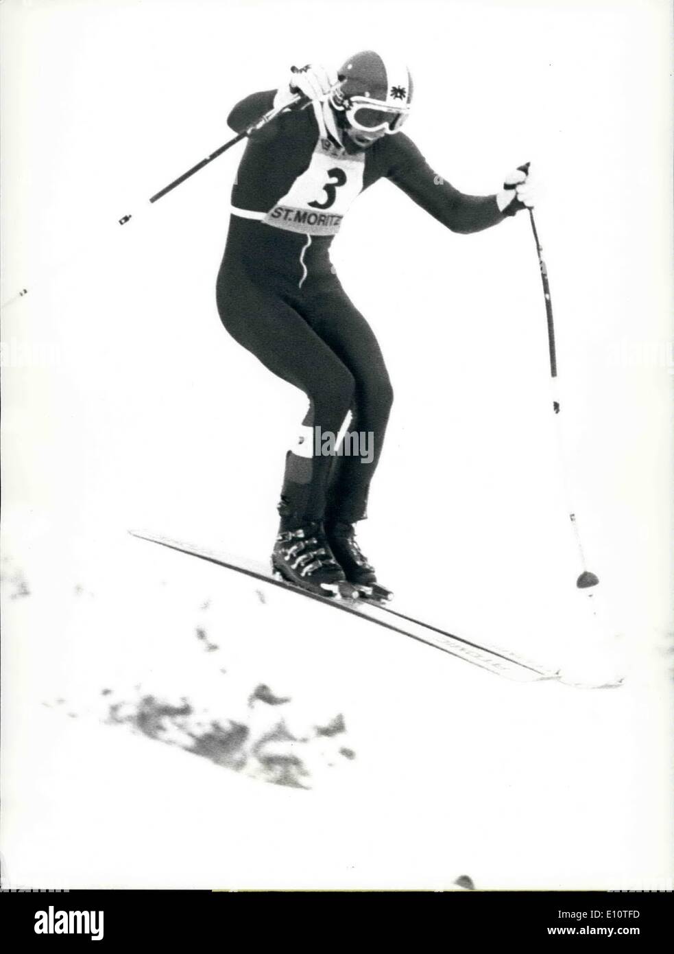 Feb. 02, 1974 - David Zwilling wins the donhill run in St. Moritz: St. Moritz, Switzerland: David Zwilling, the perfect stilist Stock Photo