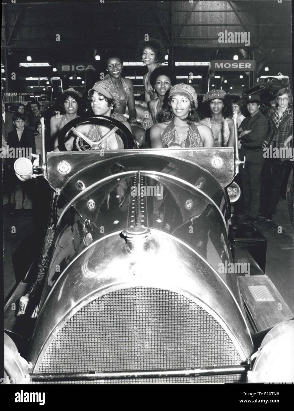 Mar. 21, 1974 - ''Love Machine'' at the Geneva Motor Show. Men do not live of automobiles alone - not event at the International Motor Show in Geneva, where at the stand of the old timers this wonderfully attractive and charming quintet of the ''Love Machine'' had its parade. Stock Photo
