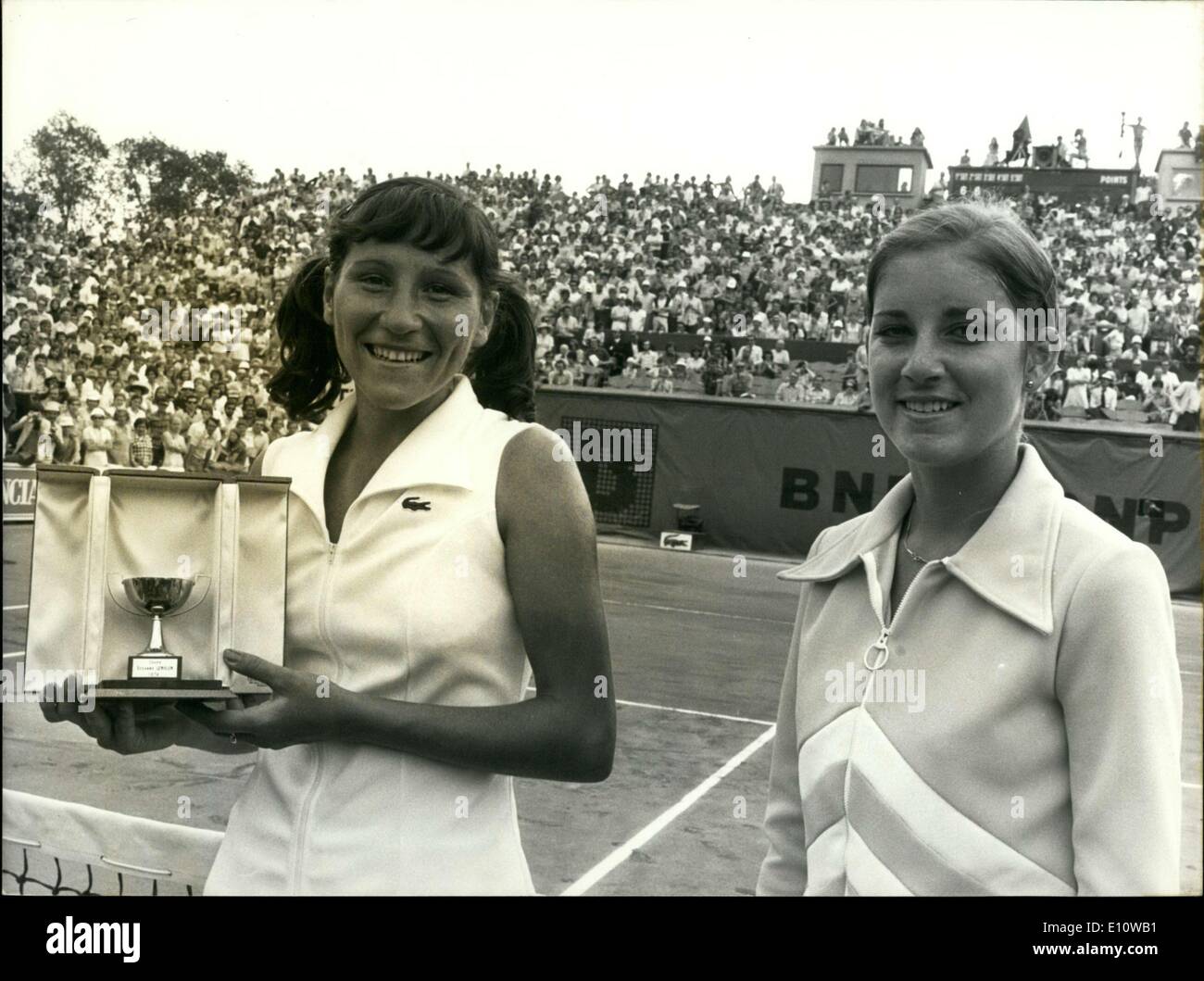 Jun. 17, 1974 - 19-year-old American Evert won the Ladies' singles in the finals against Morozova (USSR) to Stock Photo