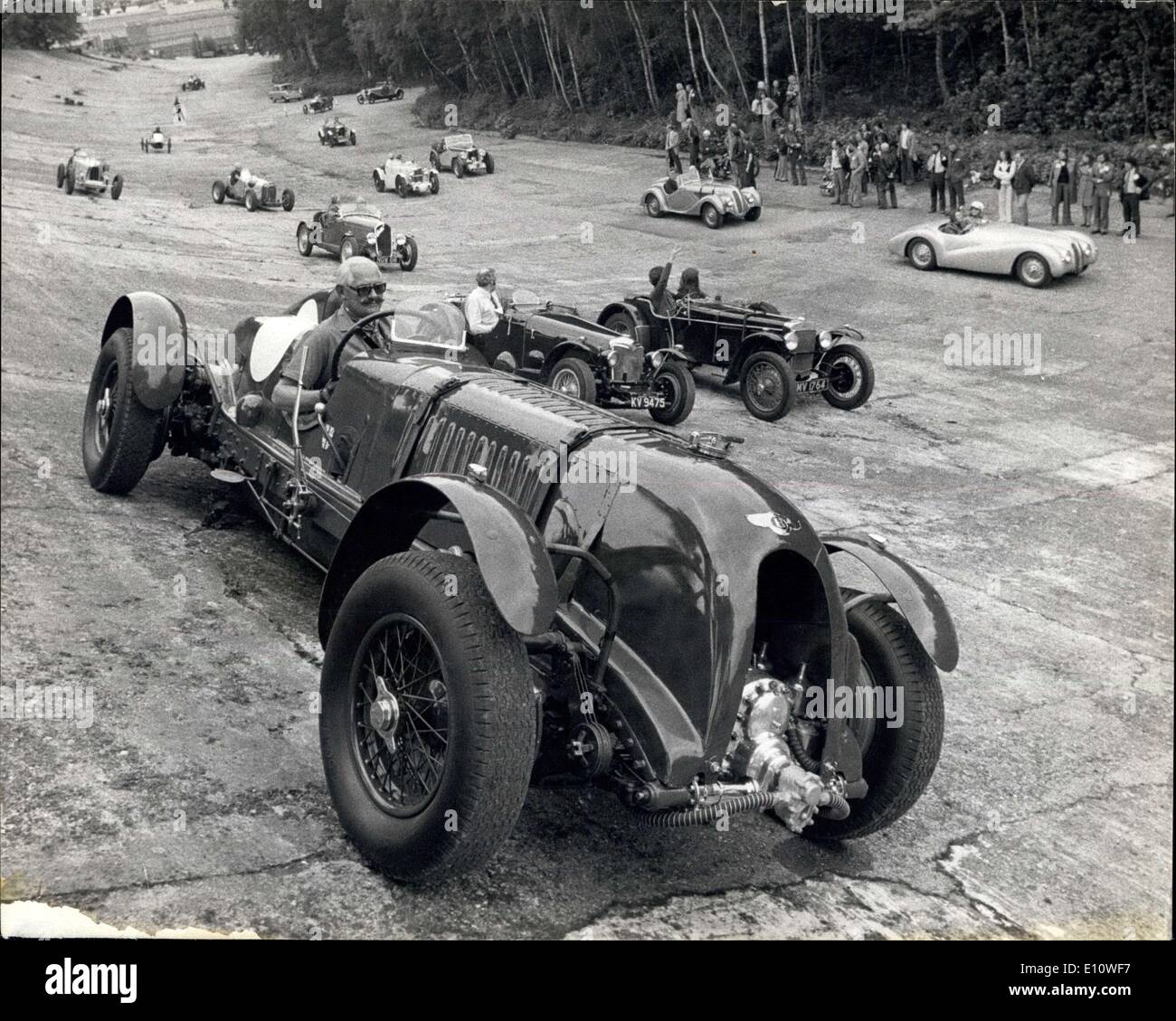 Jul. 01, 1974 - Annual Reunion at Brooklands. A Bentley seen in the lead during a nostalgic day out yesterday for members of the Brooklands Society as they held their annual reunion on the famous track near Weybridge, Surrey, now the property of the British Aircraft Corporation. Stock Photo