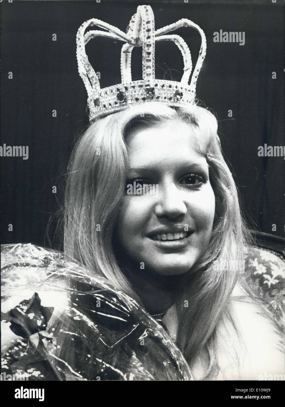 Apr. 25, 1974 - Miss Switzerland 1974: At the Bob Azam-Night Club in Geneva last night has been elected the ''Miss Switzerland 1974''. The beauty crown was assigned to the 20 years old Christine Lavanchy, mannequin from Lausanne. Stock Photo