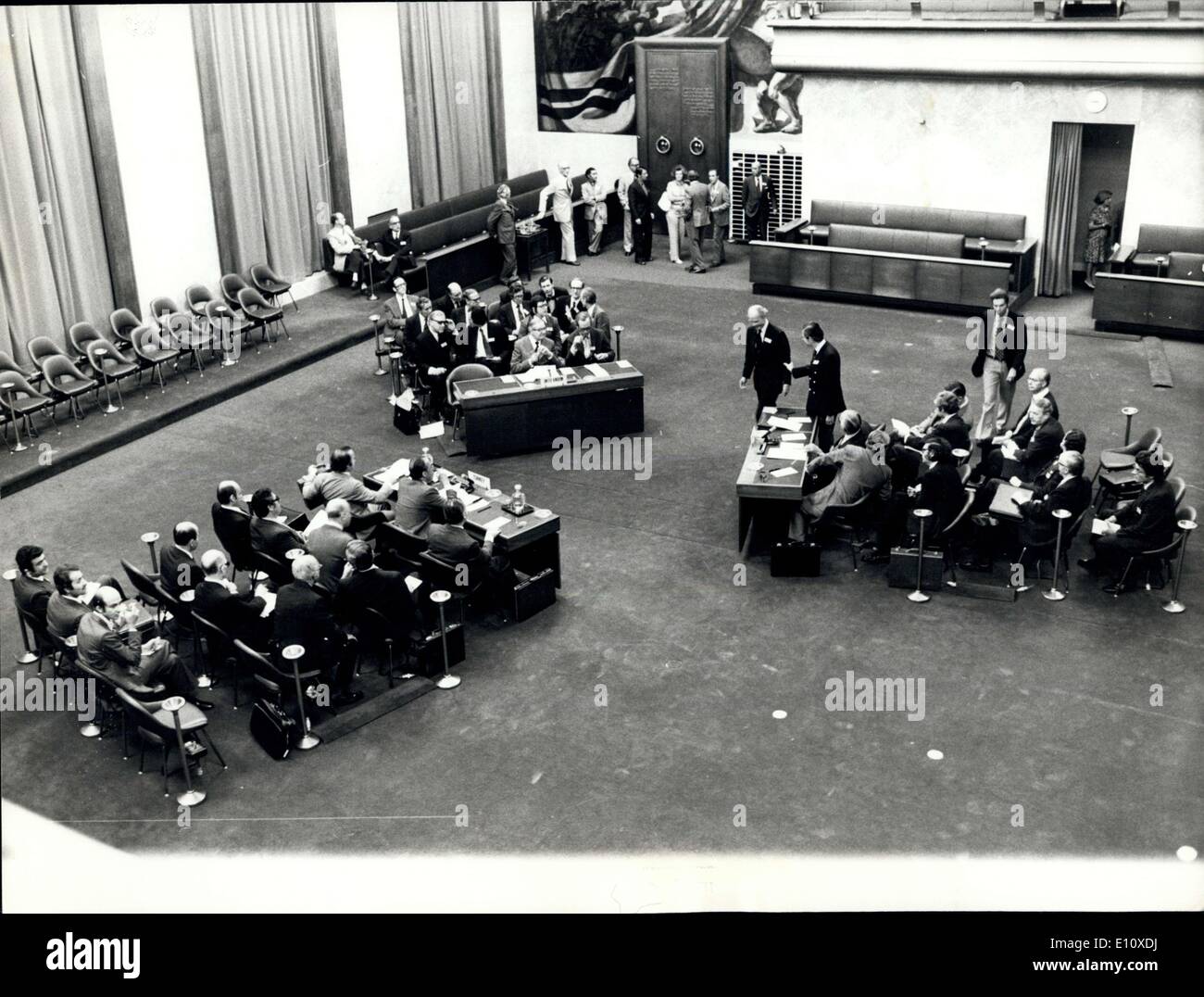 Jul. 26, 1974 - Geneva Talks on Cyprus. OPS: a general view of the conference room with the Turkish left, the British middle, and the Greek right delegation. Stock Photo