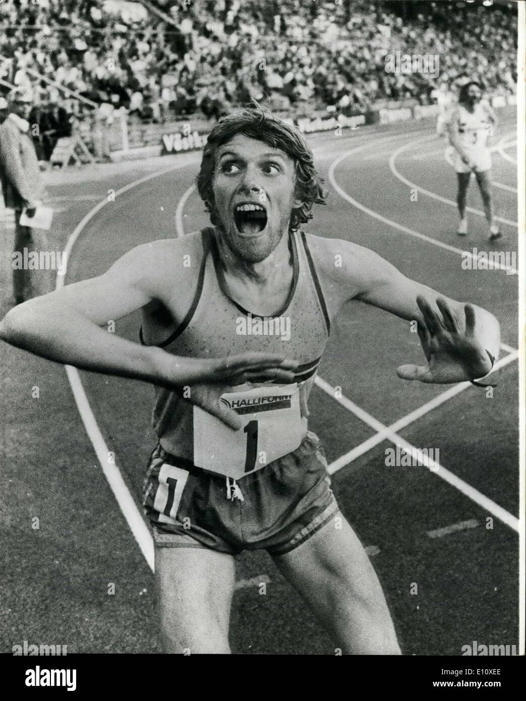 Aug. 03, 1974 - Athletics In Stockholm. Great Britain Vs. Sweden. ''I've Won''. Photo Shows:- The look on the face of Dan Glans, of Sweden, shows how pleased he was at winning the 3,000 M. Steeplechase event during the Great Britain V. Sweden athletics match in Stockholm. Stock Photo