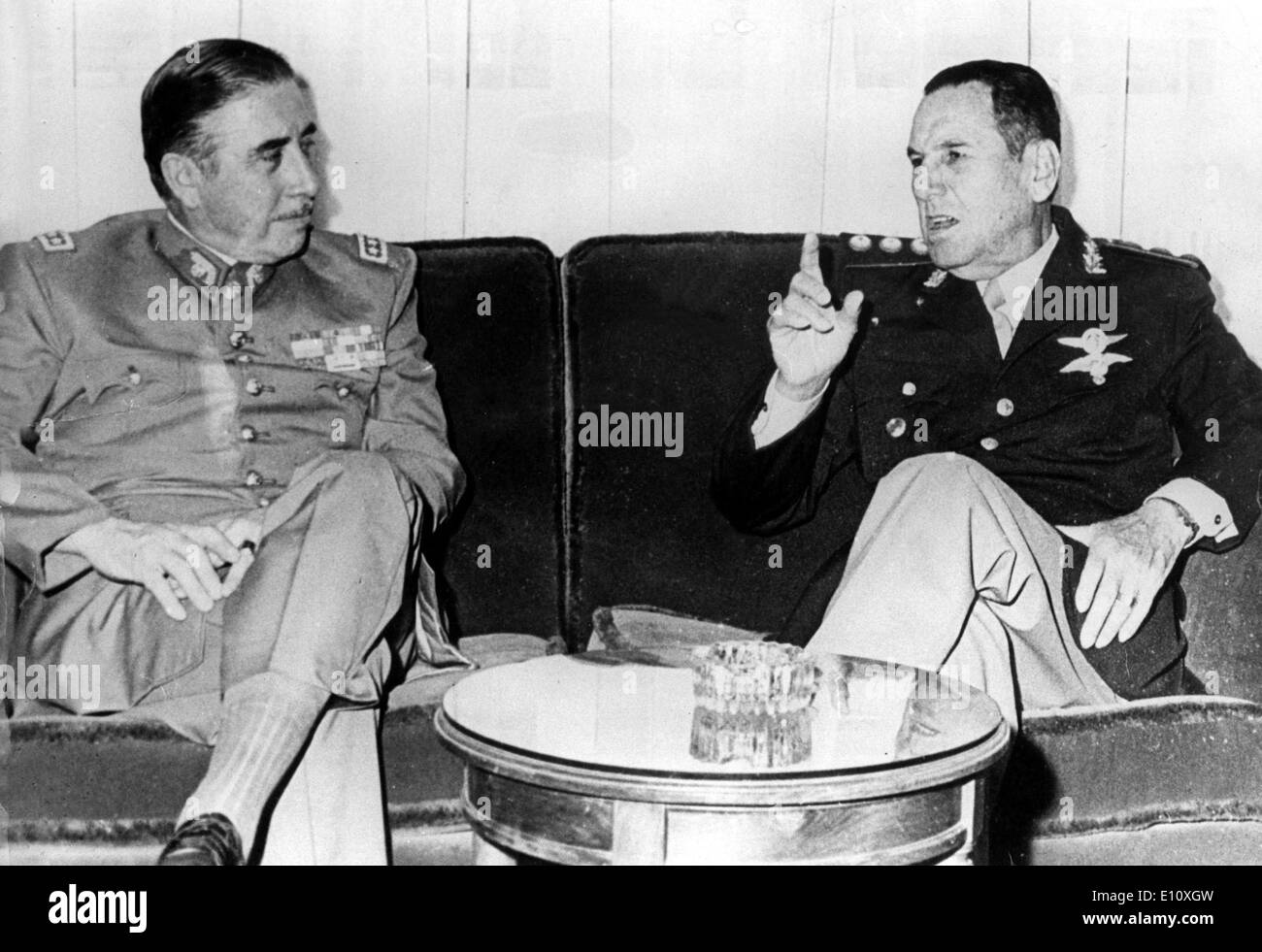 President Juan Domingo Peron with Augusto Pinochet Stock Photo