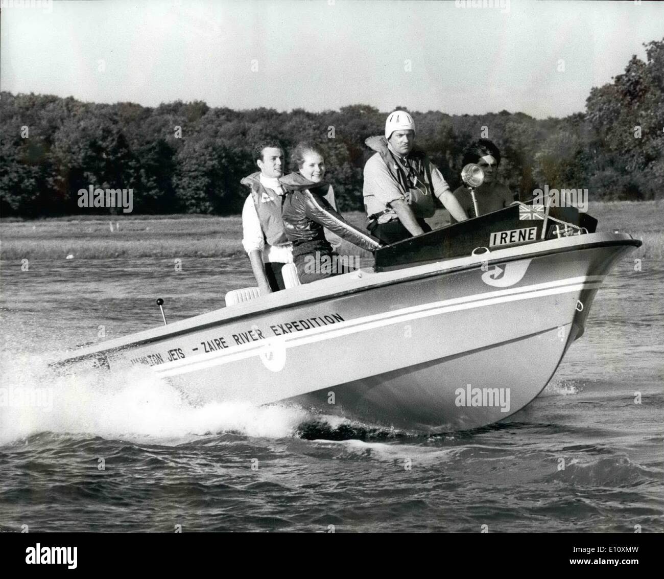 Aug. 08, 1974 - JET BOAT FOR ZAIRE EXPLORERS: Major JOHN BLASHFORD-SNELL, leader of the Zaire River expedition, at the controls Stock Photo