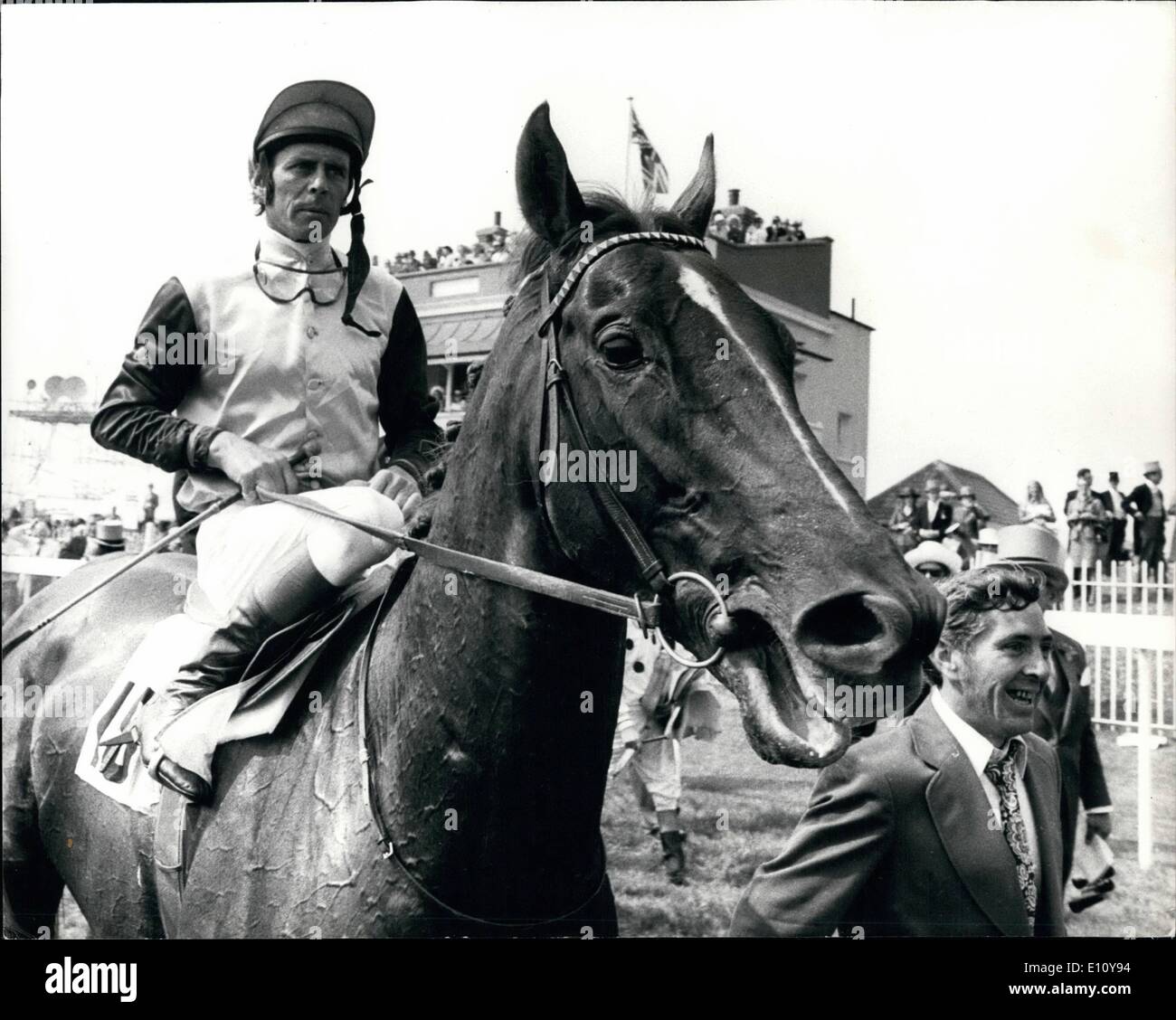 Snow Knight Rider Jun. 06, 1974 - ''Snow Knight'' Wins the Derby at 50-1. Photo shows ...